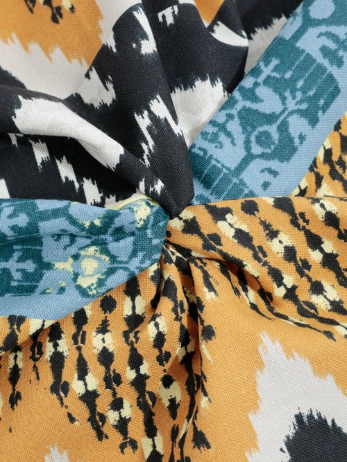 Coupon tissu coton imprimé ethnique 1J JAUNE COT146273-1 FA1