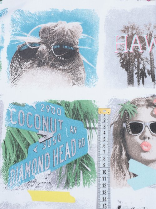 Coupon tissu inspiration Surf, fin BLEU COT146273 DE1