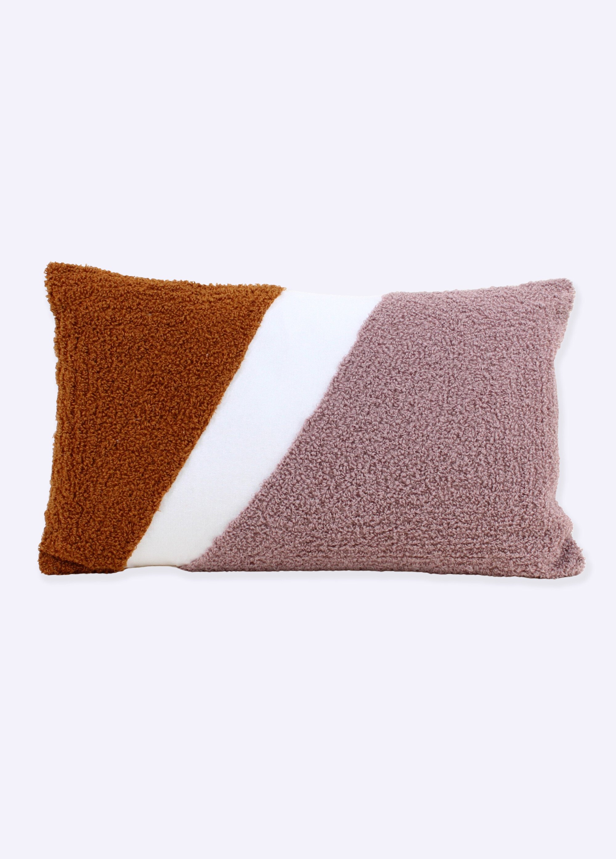 Coussin aspect bouclette, motif fantaisie Marron NOR-25611 FA1