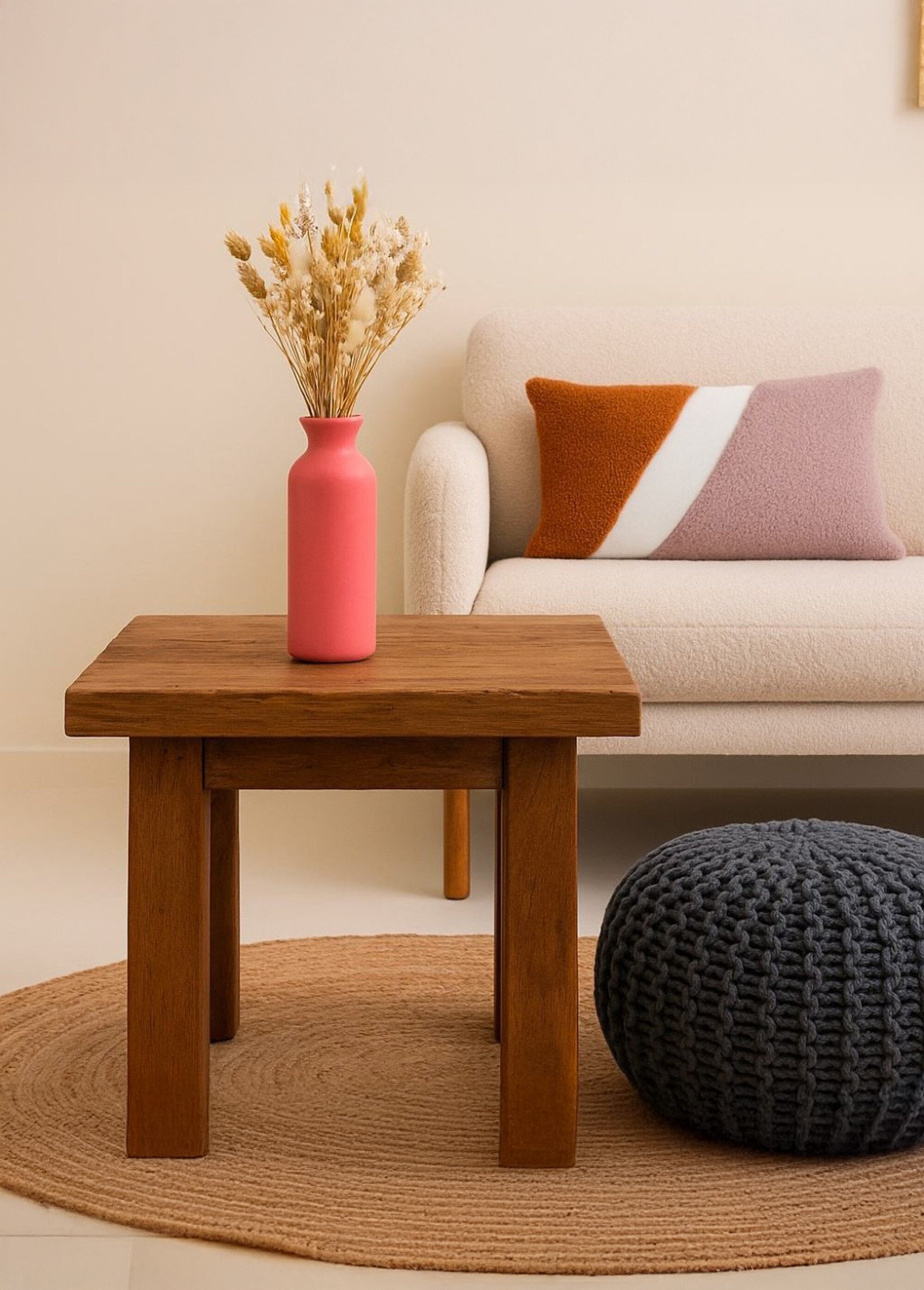 Coussin aspect bouclette, motif fantaisie Marron NOR-25611 SI1