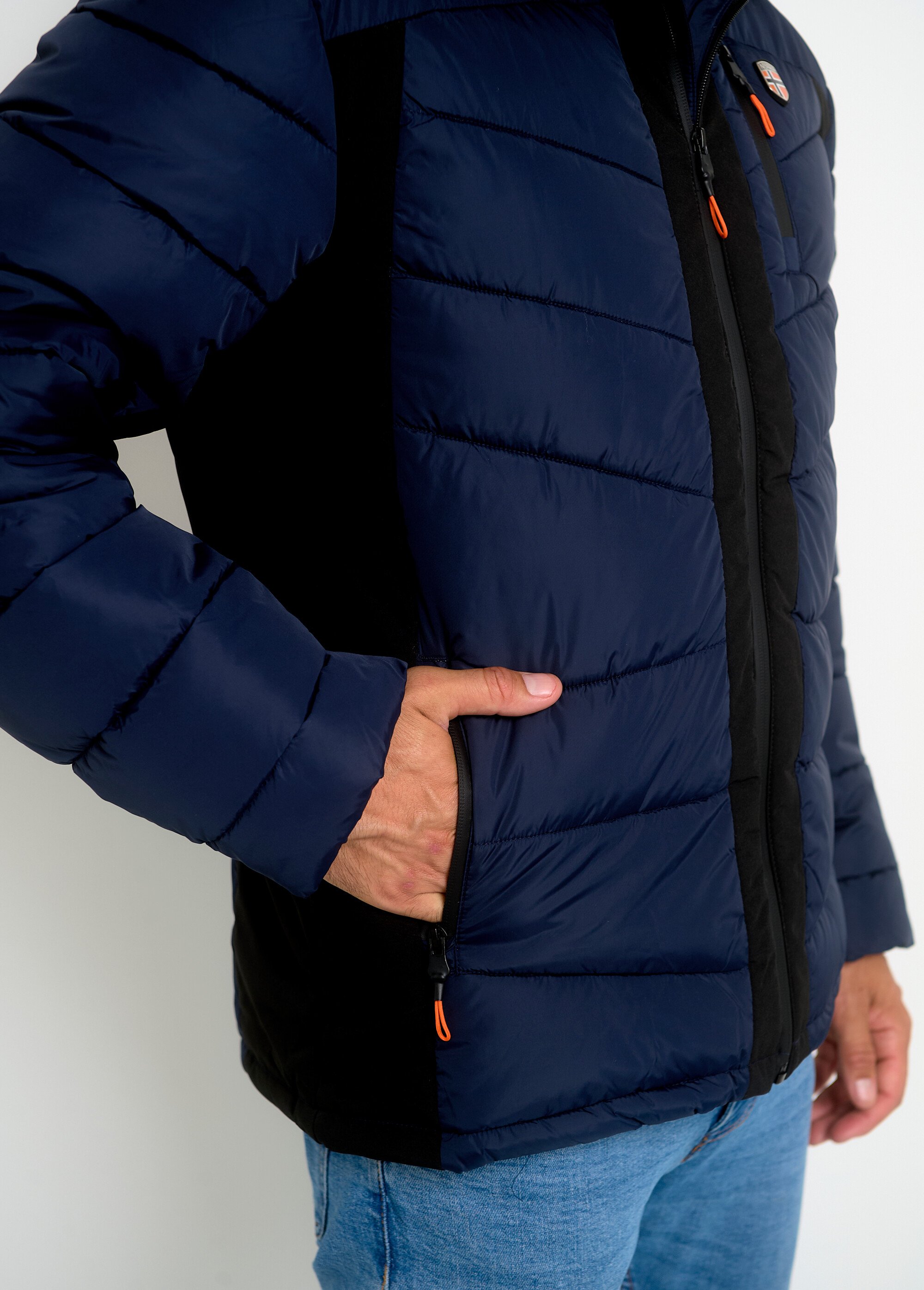 Doudoune à capuche chaude détails fluo Homme Bleu ARTWX2567H/GN DR1
