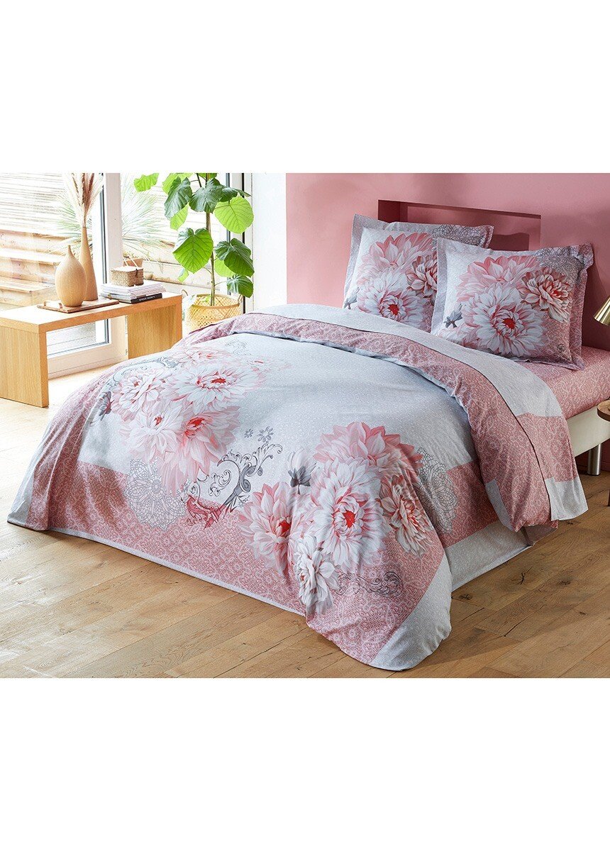 Drap plat coton imprimé fleurs Rose RESERVE-2 CA1