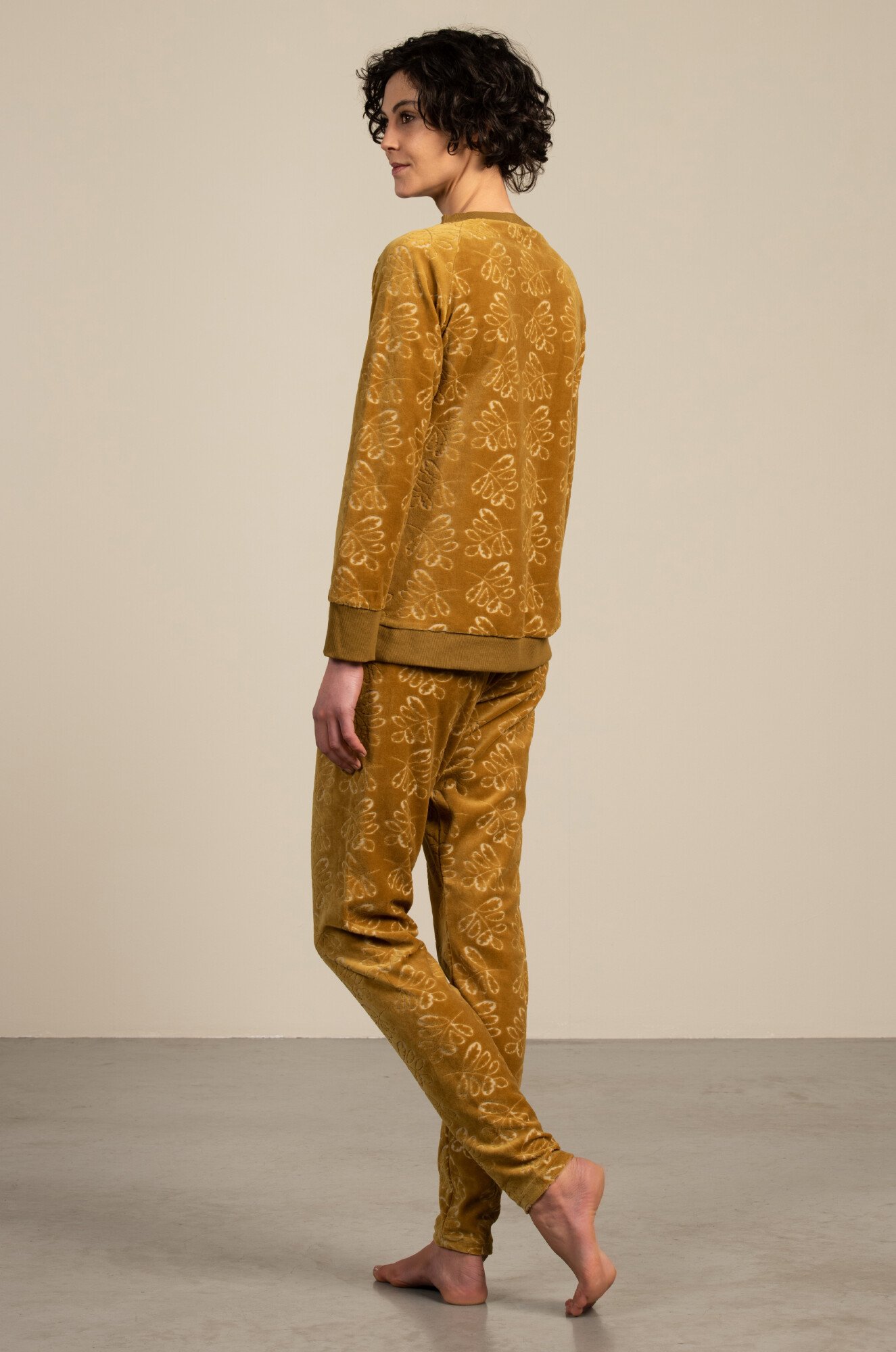 Pyjama en velours jacquard feuilles