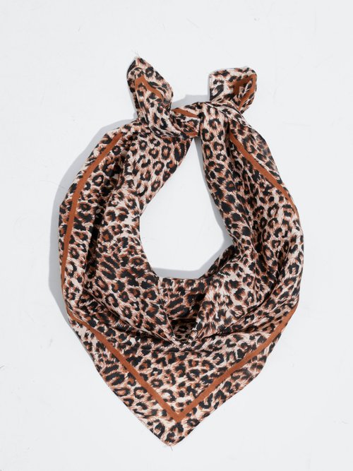 Foulard carré tendance motif léopard Femme Noir TD-FL25307 FA1