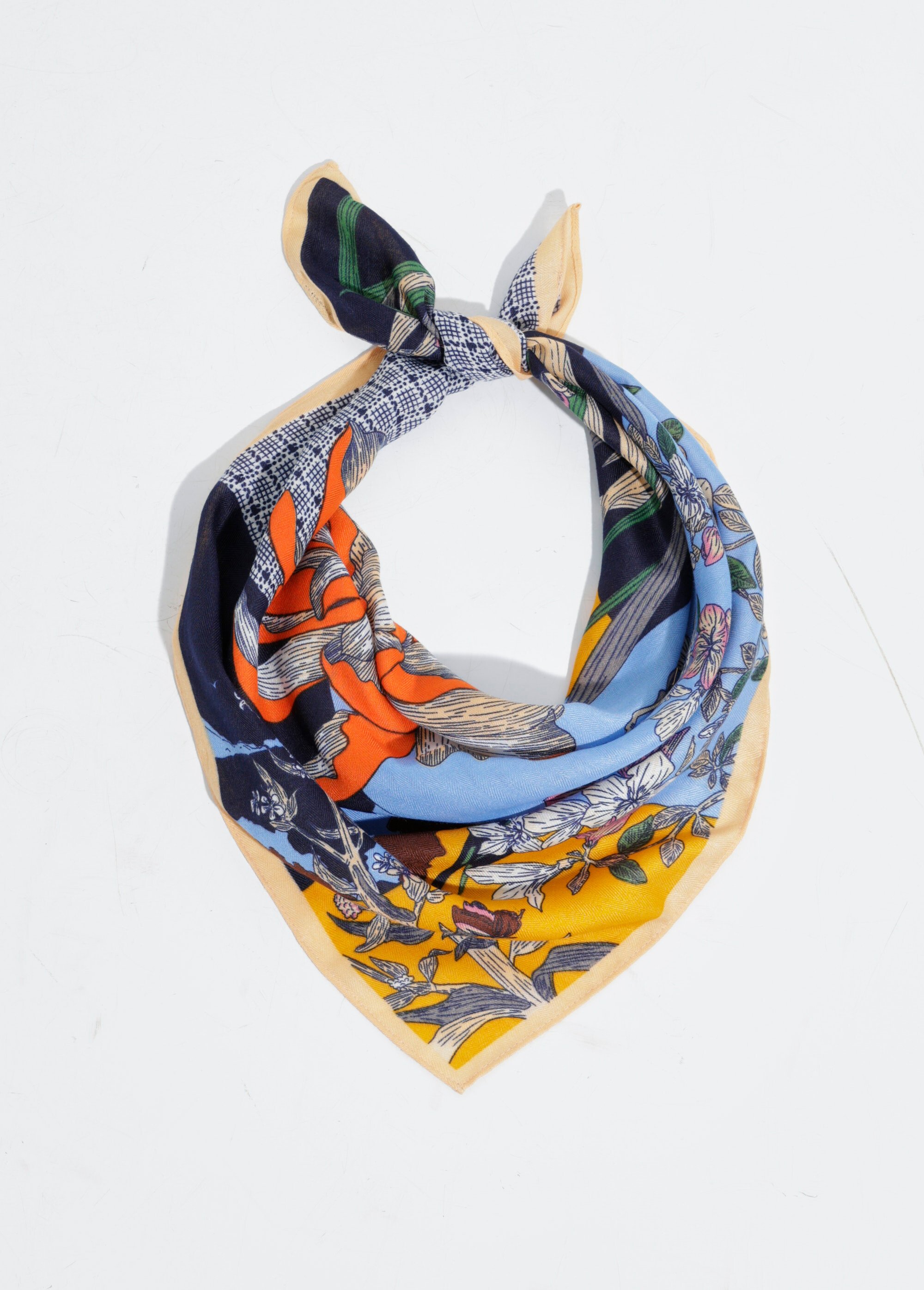 Foulard carré thème floral iris Femme Bleu TD-FL25313 FA1