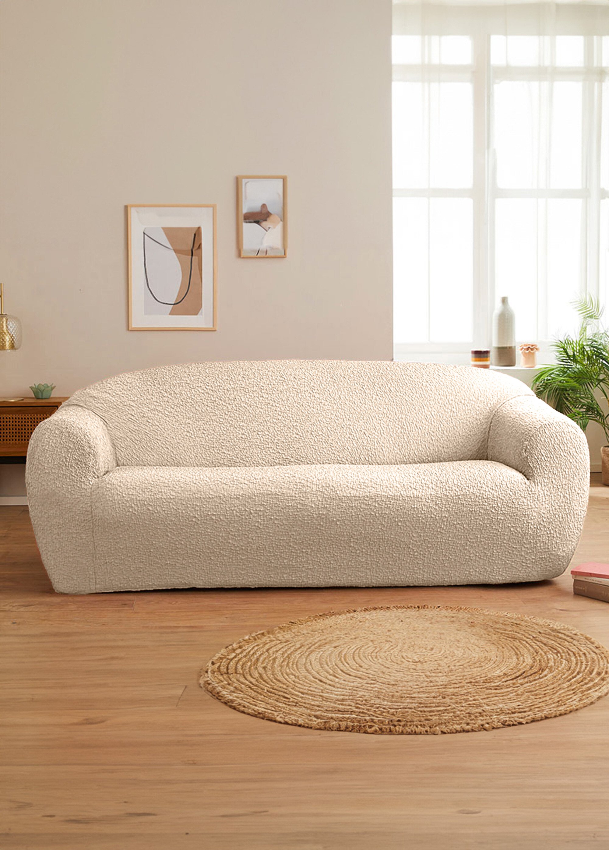 Housse intégrale chaise, fauteuil ou canapé Beige ROUCOU DE1
