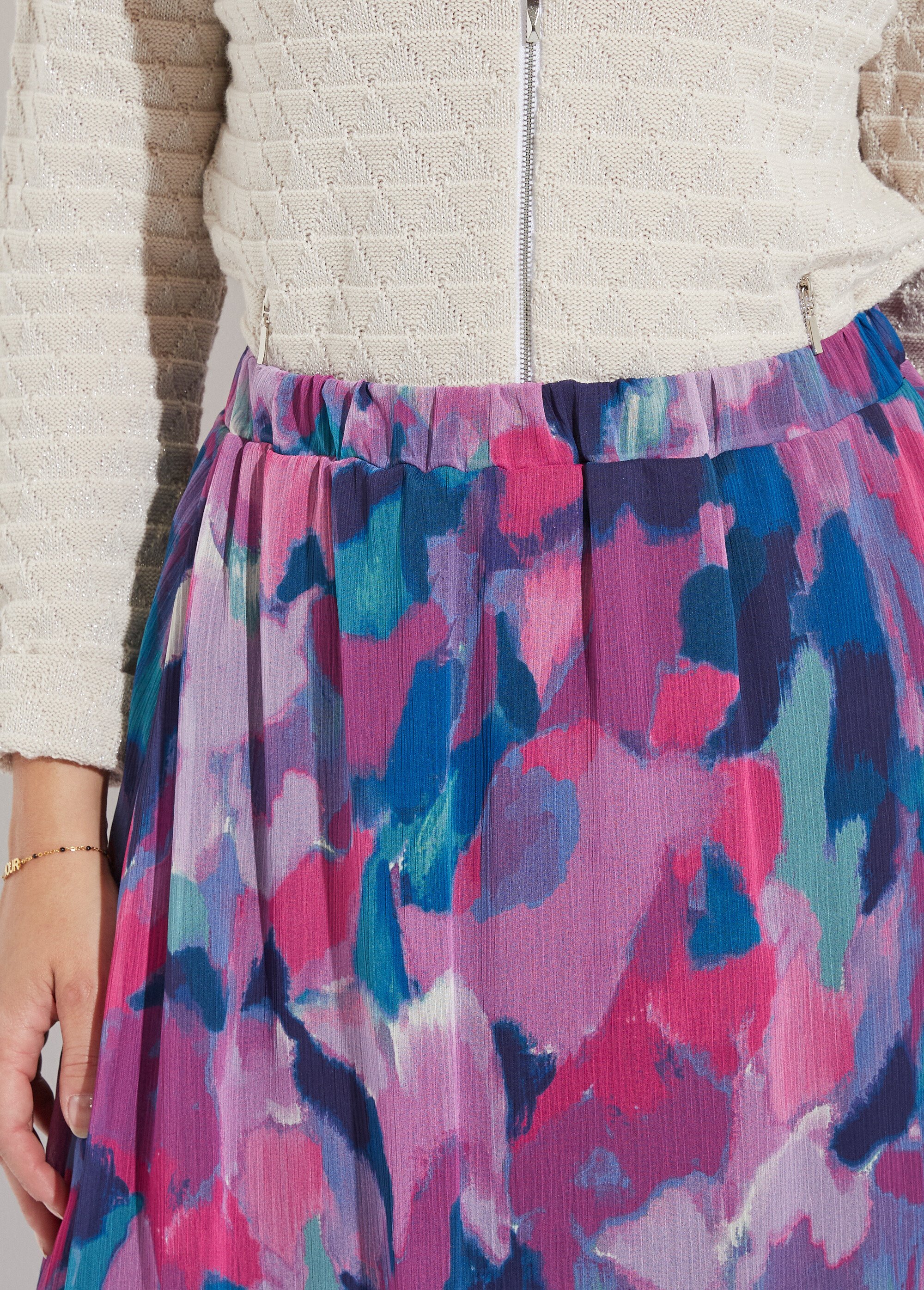 Jupe longue voile imprimé taille élastiqué