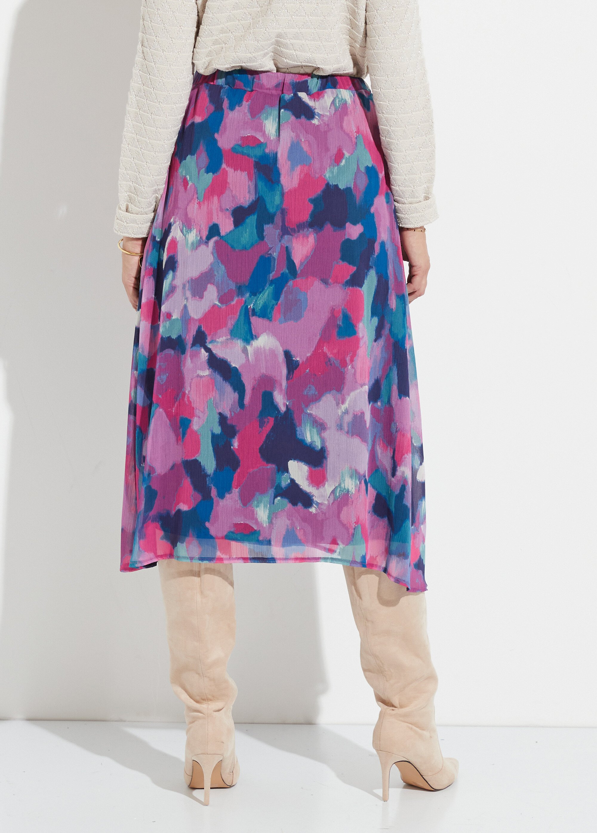 Jupe longue voile imprimé taille élastiqué