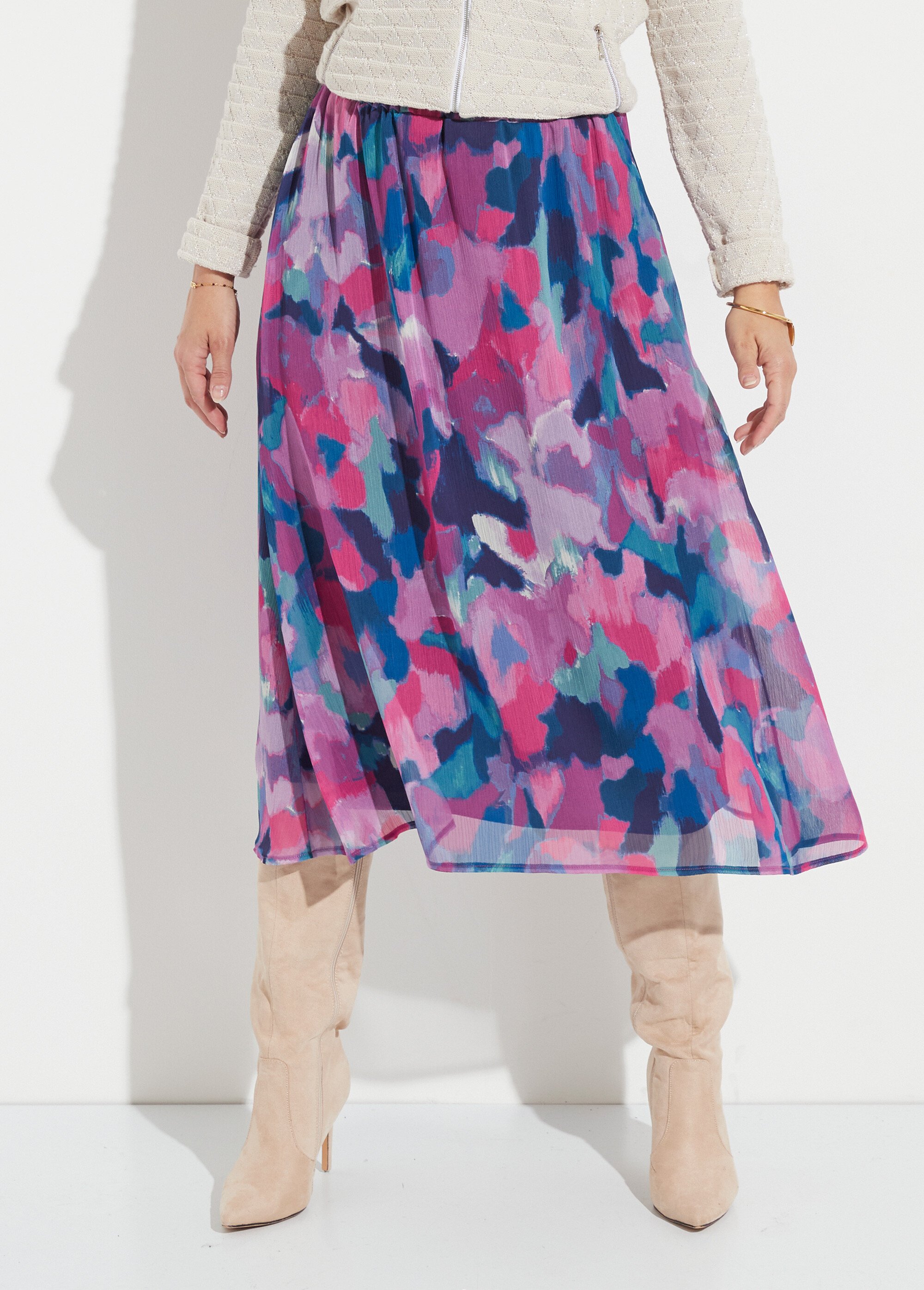 Jupe longue voile imprimé taille élastiqué Femme MULTICOLORE LAURIANNE FA1