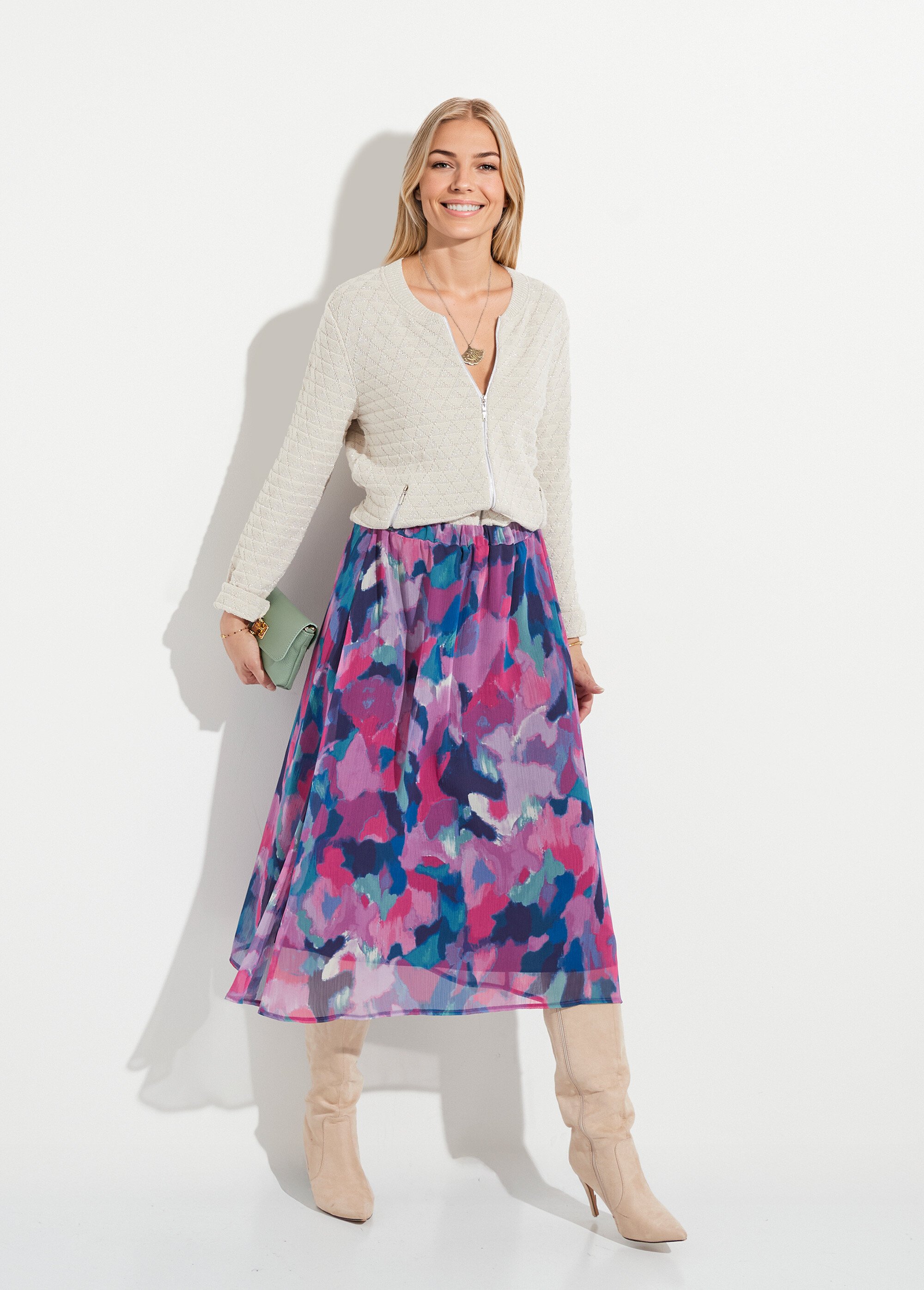 Jupe longue voile imprimé taille élastiqué