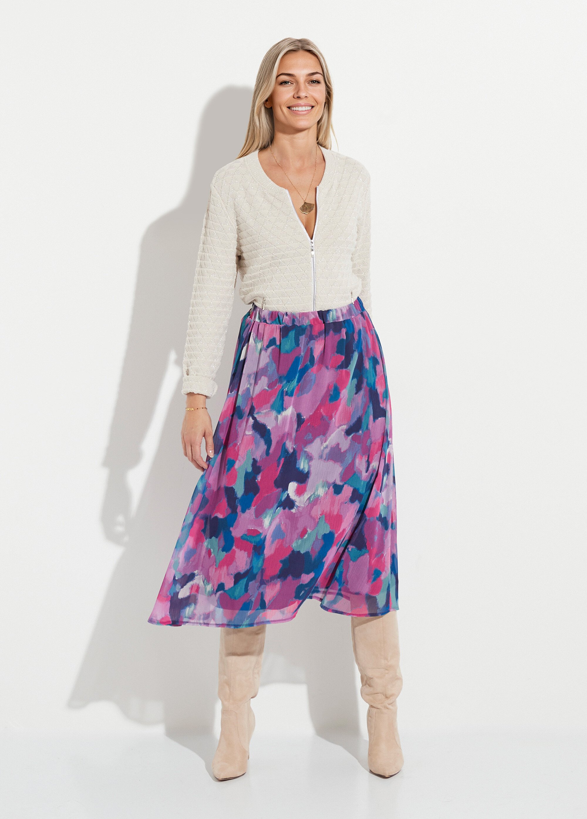 Jupe longue voile imprimé taille élastiqué Femme MULTICOLORE LAURIANNE SF1
