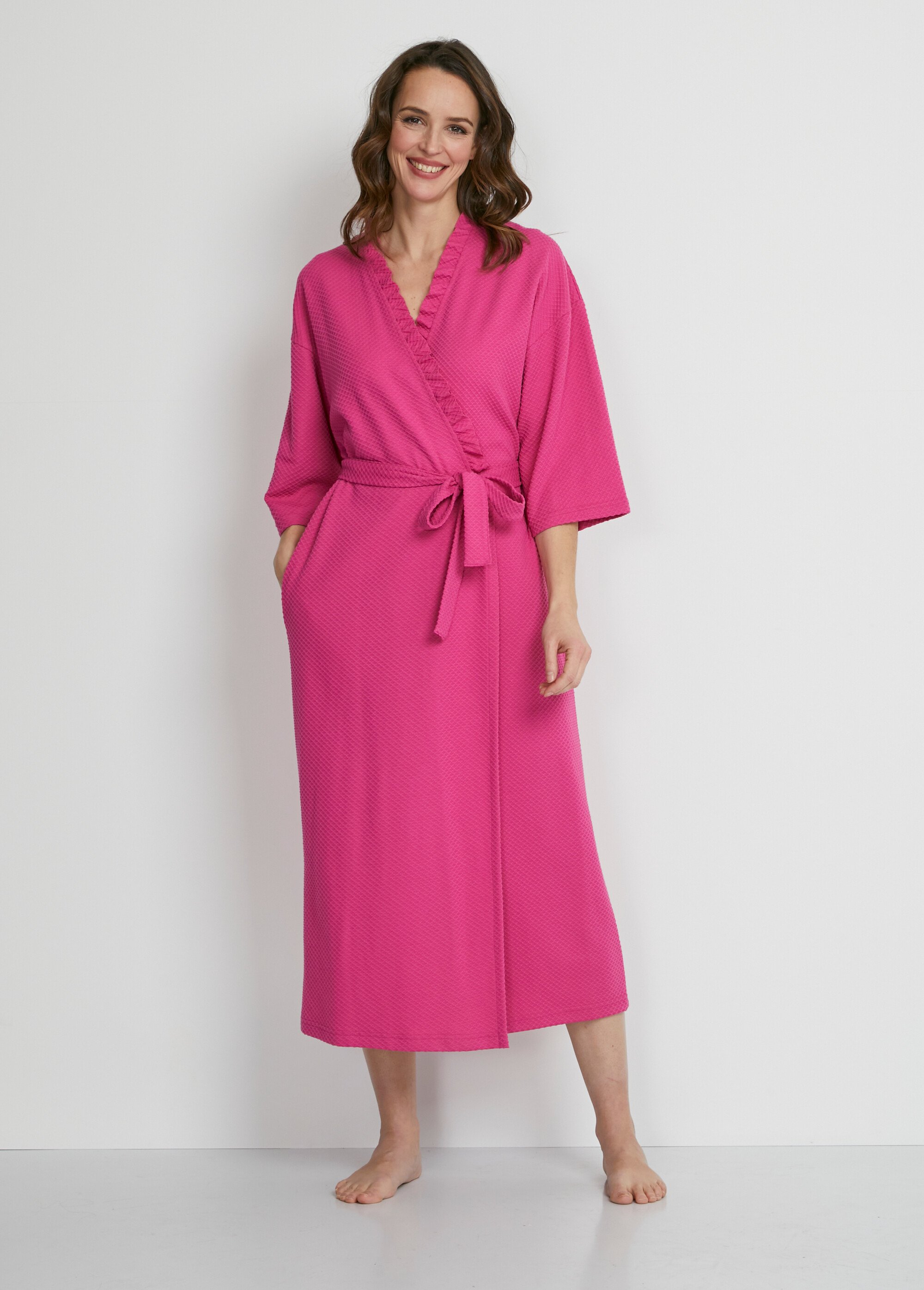 Peignoir Dodo Peignoir Rose Fushia Peignoir Long En Maille Nid D