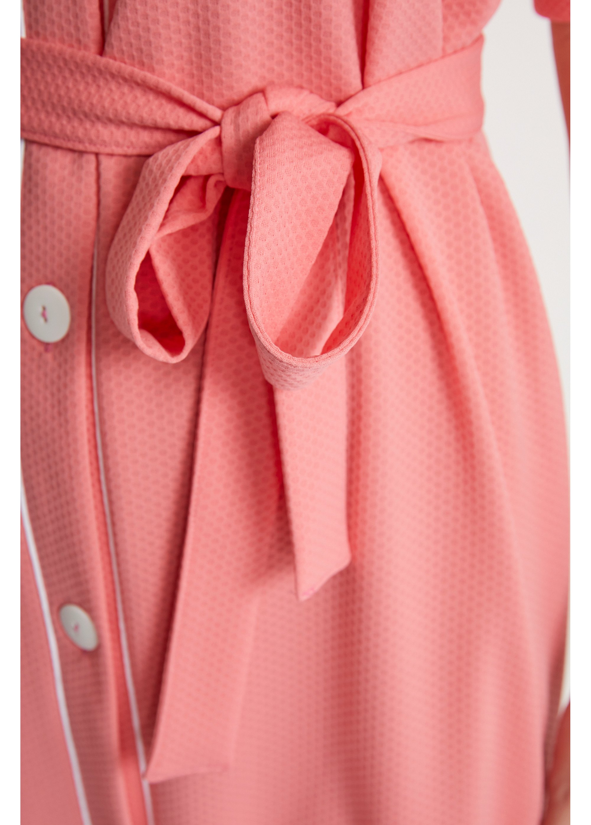 Peignoir mi-long en maille reliefée Femme Rose SKALLI DE5