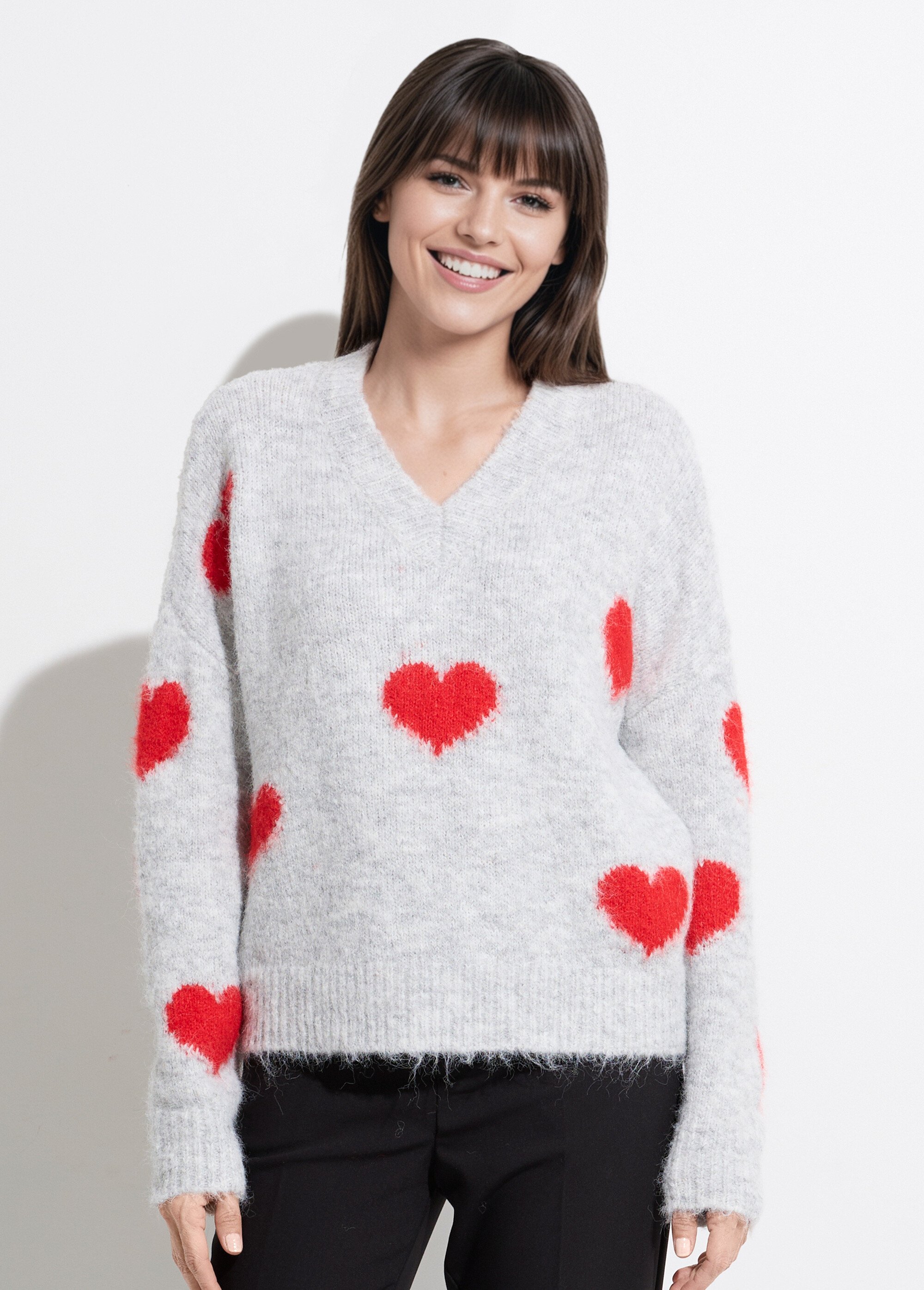 PULL FIN COL V - GRIS / HOMME fashion HAUTS - ZERDA BOUTIQUE mode pas cher