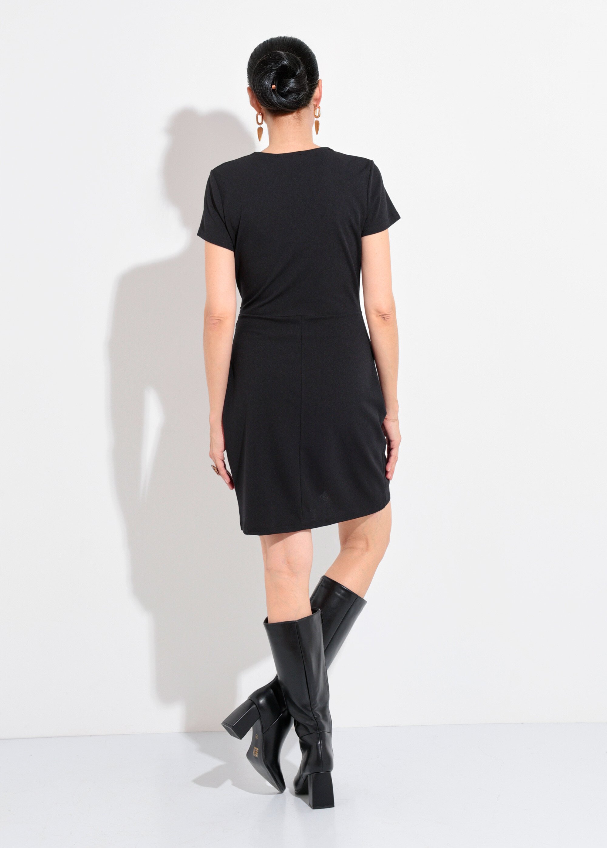 Robe drapée maille crêpe détail bijou Femme Noir EGE-ELMAMC DO1