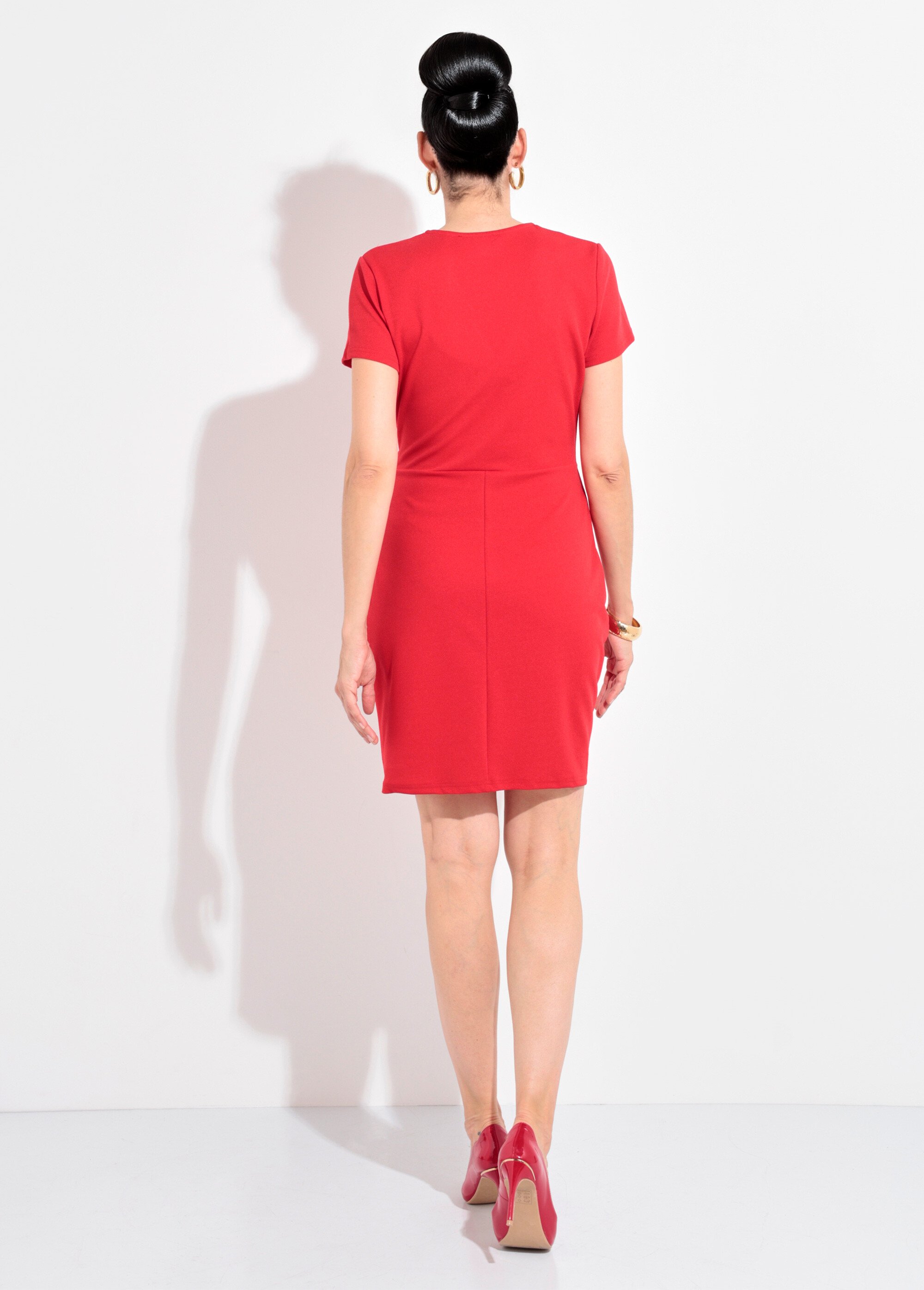 Robe drapée maille crêpe détail bijou Femme Rouge EGE-ELMAMC DO1