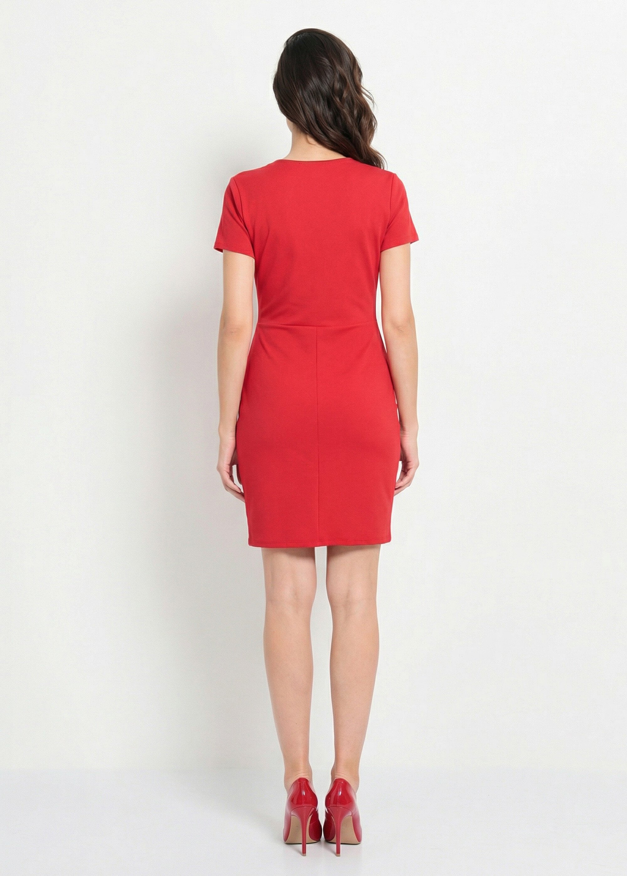 Robe drapée maille crêpe détail bijou Femme Rouge EGE-ELMAMC DO1