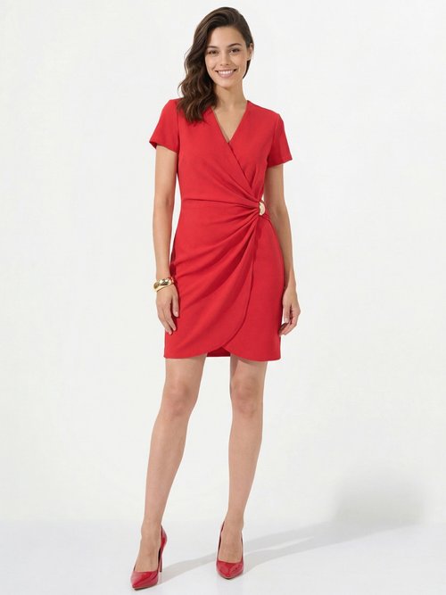 Robe drapée maille crêpe détail bijou Femme Rouge EGE-ELMAMC SI1
