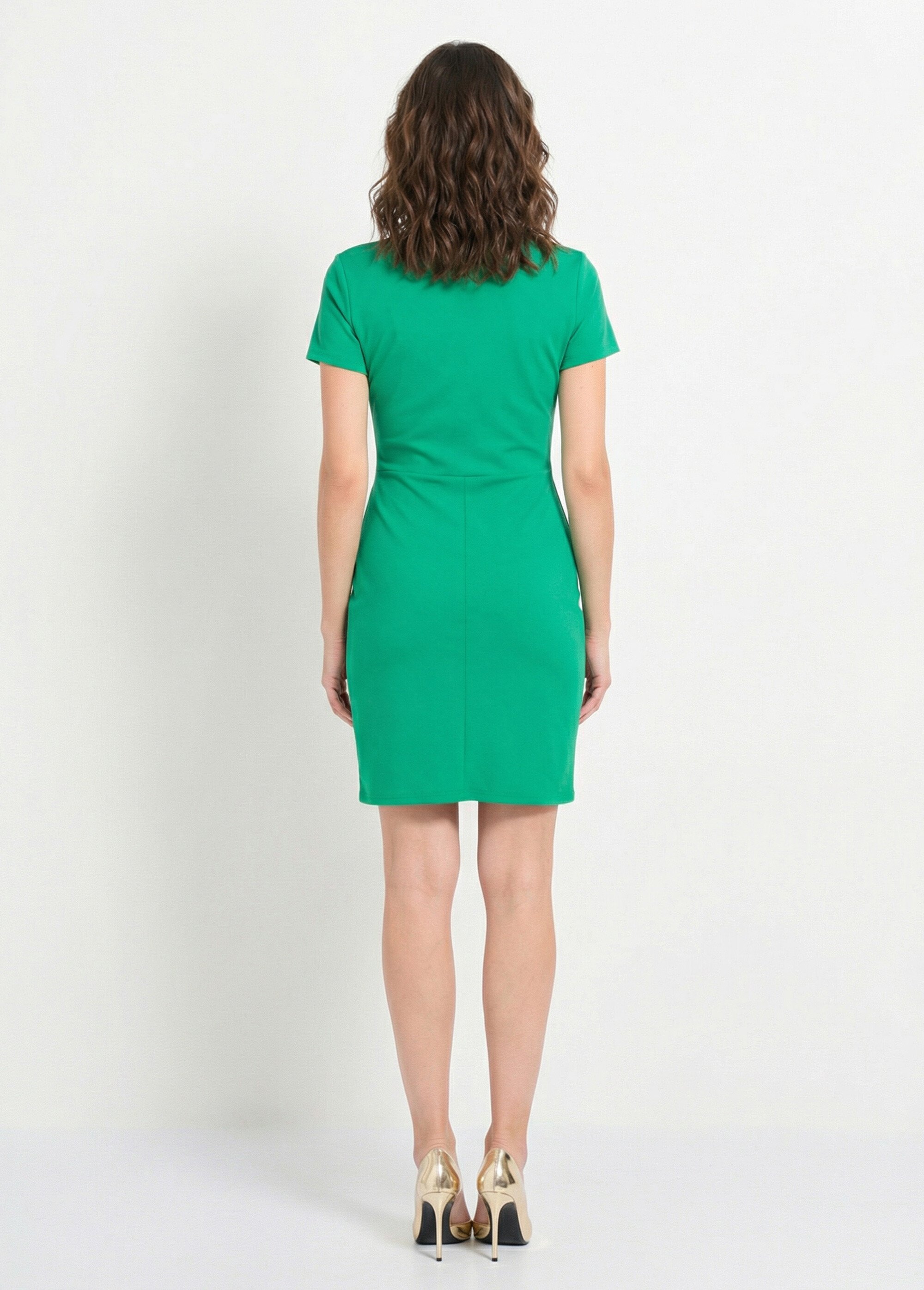 Robe drapée maille crêpe détail bijou Femme Vert EGE-ELMAMC DO1