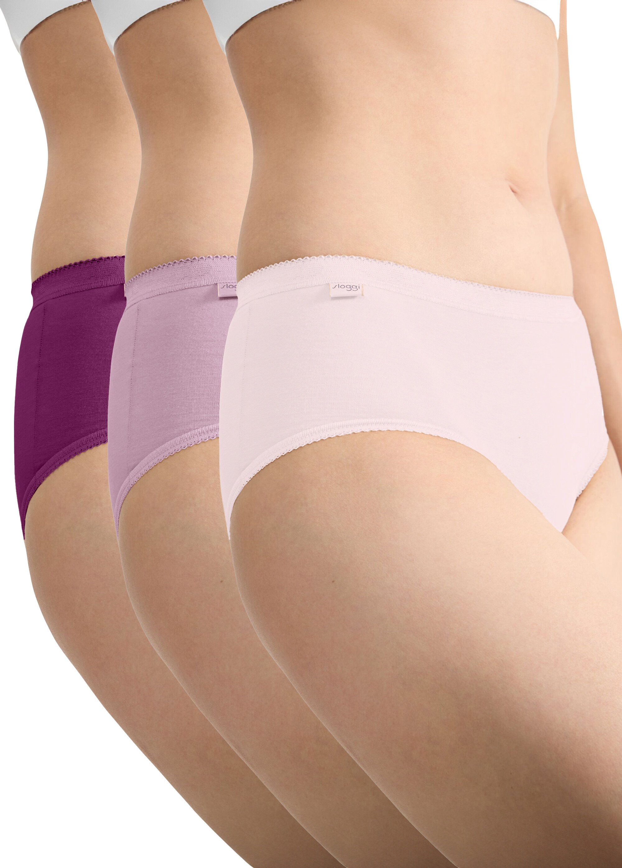 Lot de 3 culottes basic midi gagnez 10% Femme Rose SLOGGI-MIDI-3 FA1