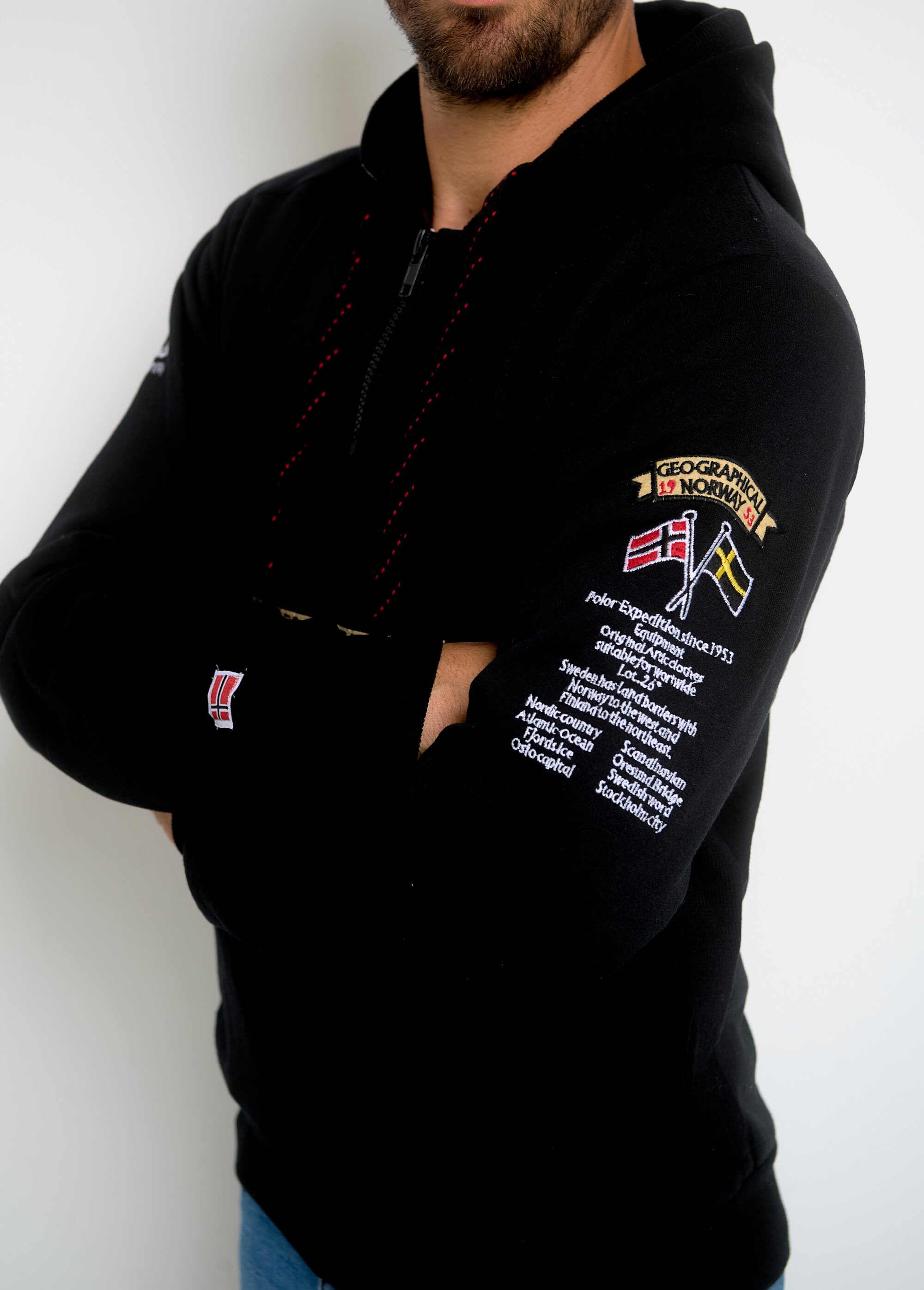 Sweat à capuche demi zip manches longues Noir ARTWU6582H/GNO GA1