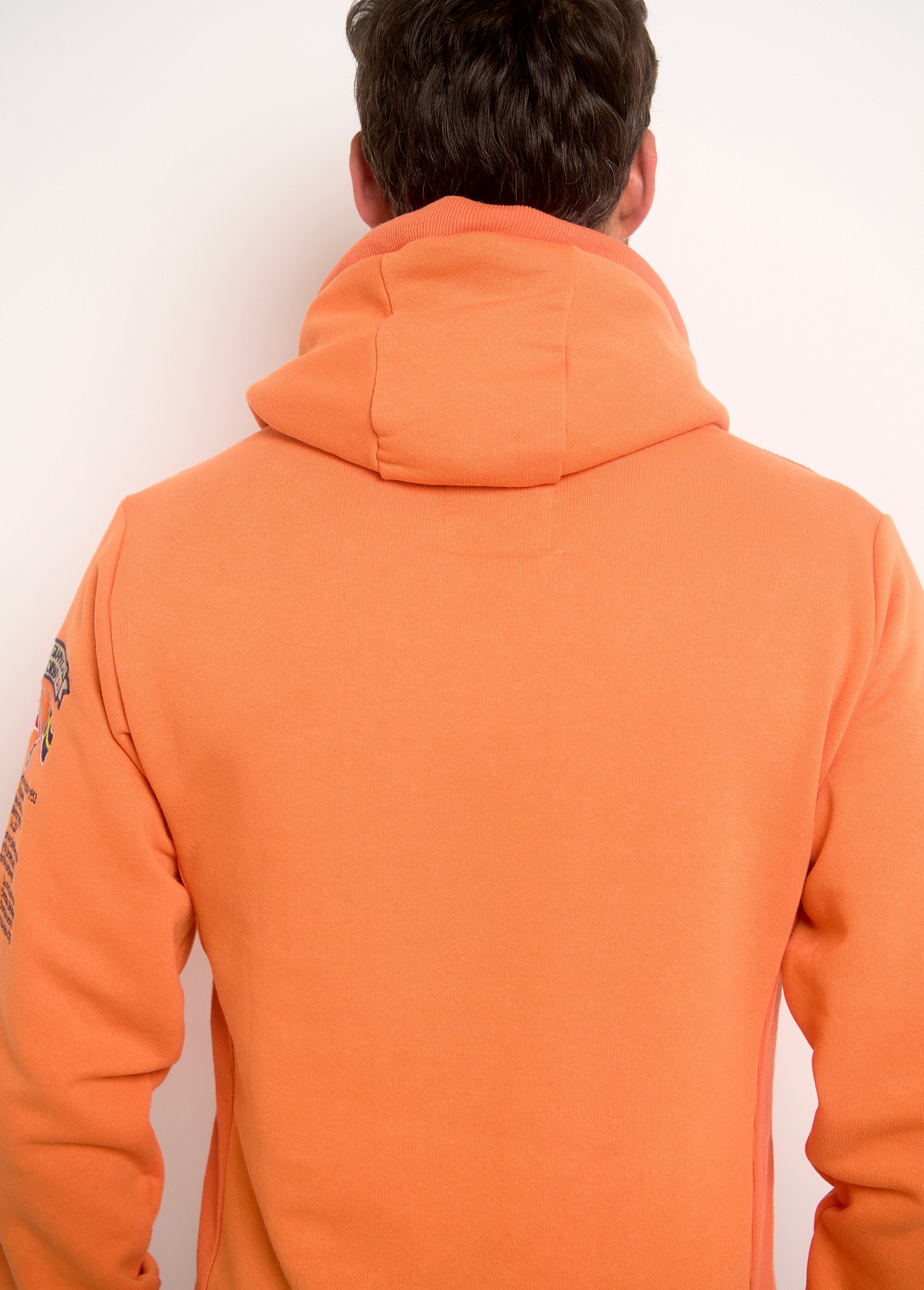 Sweat à Capuche Homme Actra 1/2 Zippé - Coupe-Vent Léger - Bleu/Orange - Taille S
