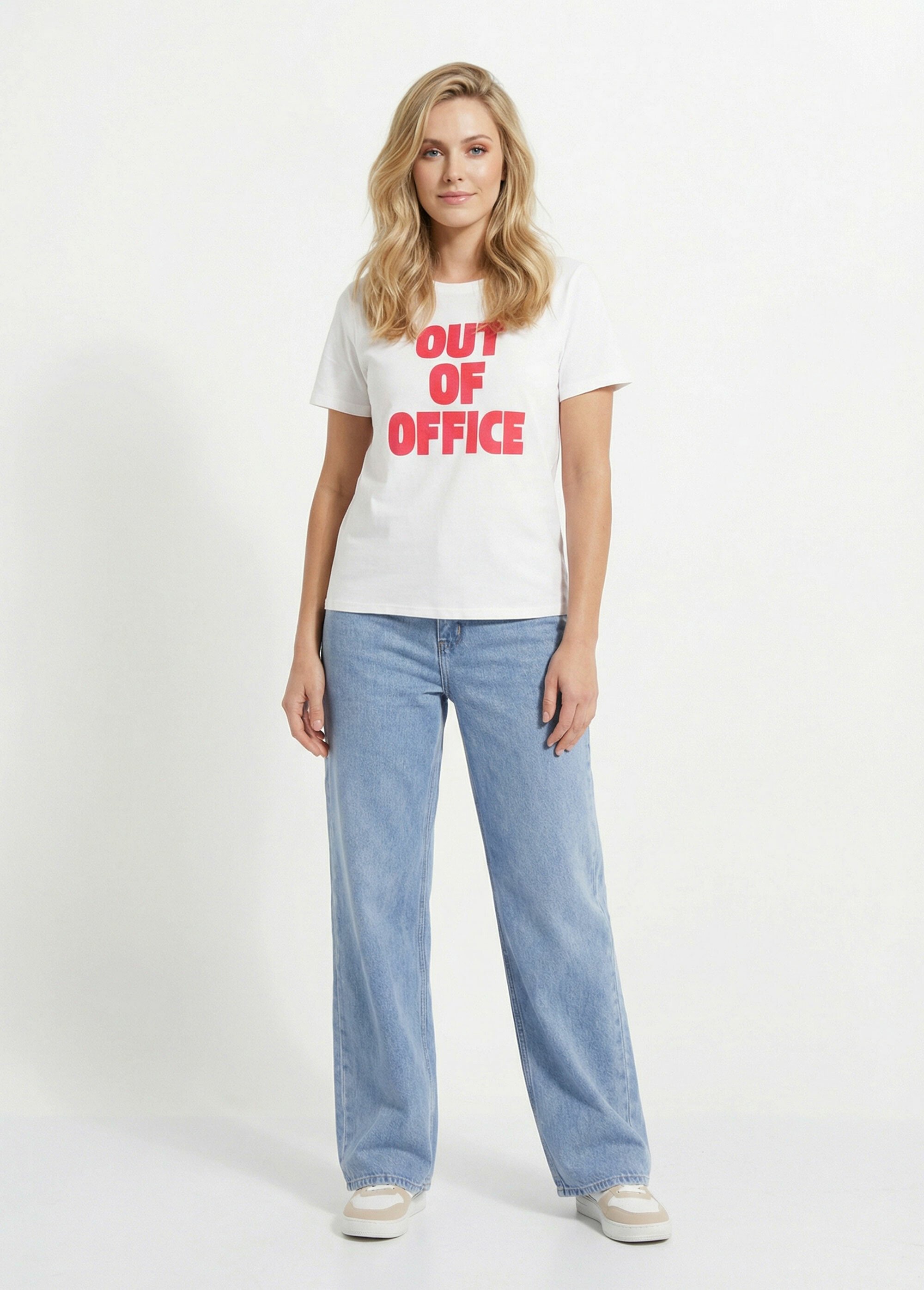 T-shirt fun inscription Out of office Femme Rouge IA-M1302 SF1