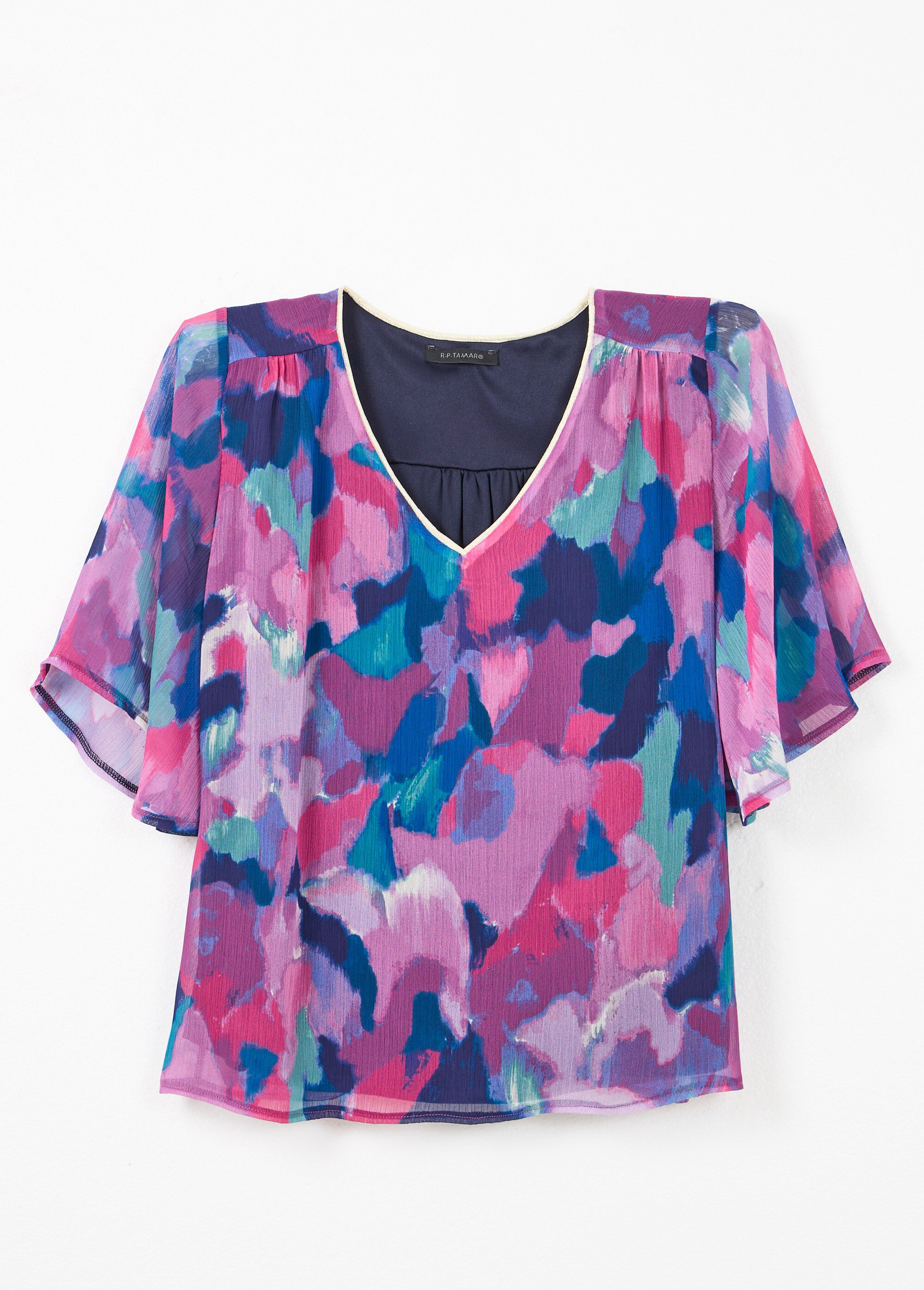 Tunique ample col V voile imprimé Femme MULTICOLORE CHANY AP1