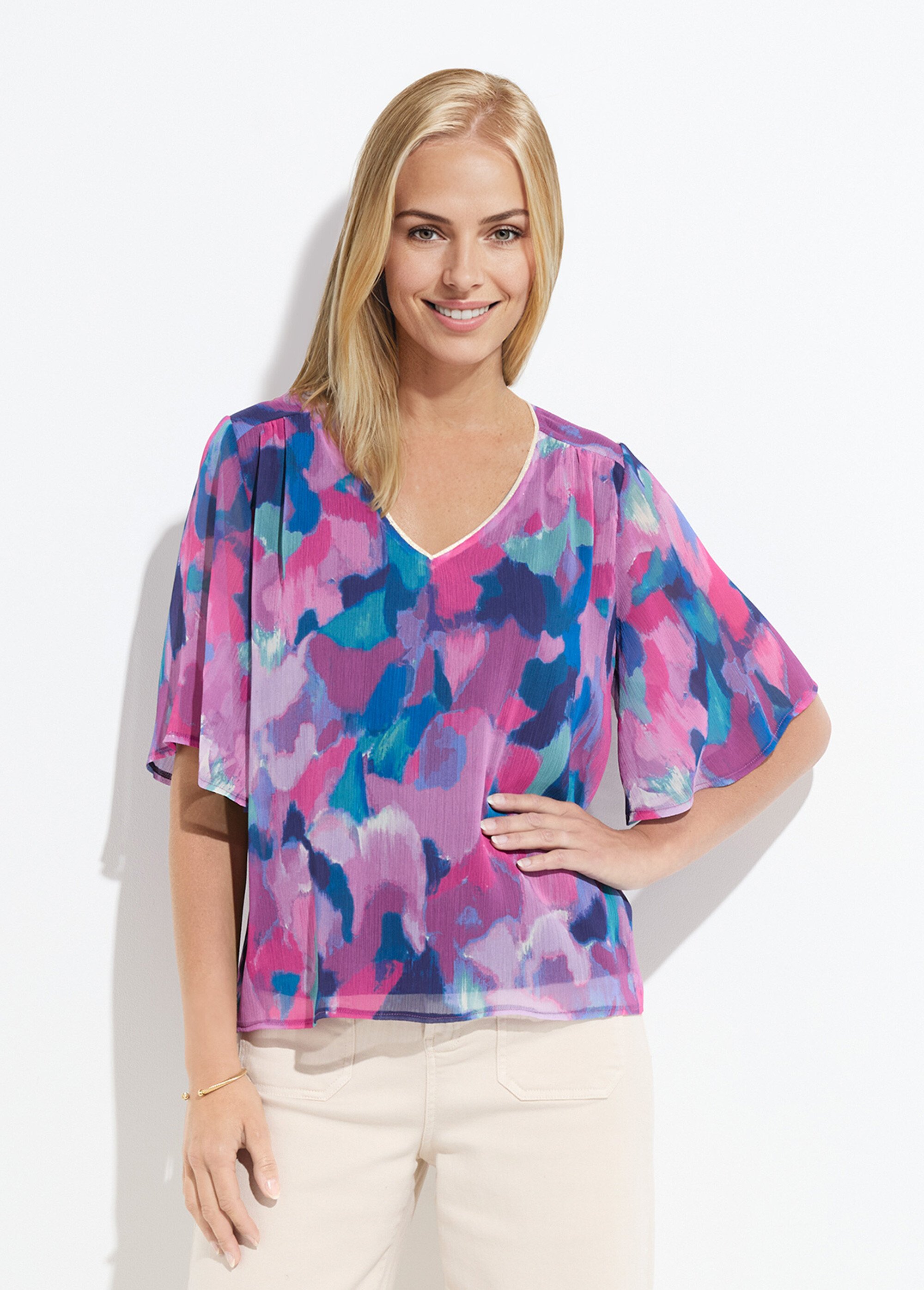Tunique ample col V voile imprimé Femme MULTICOLORE CHANY FA1