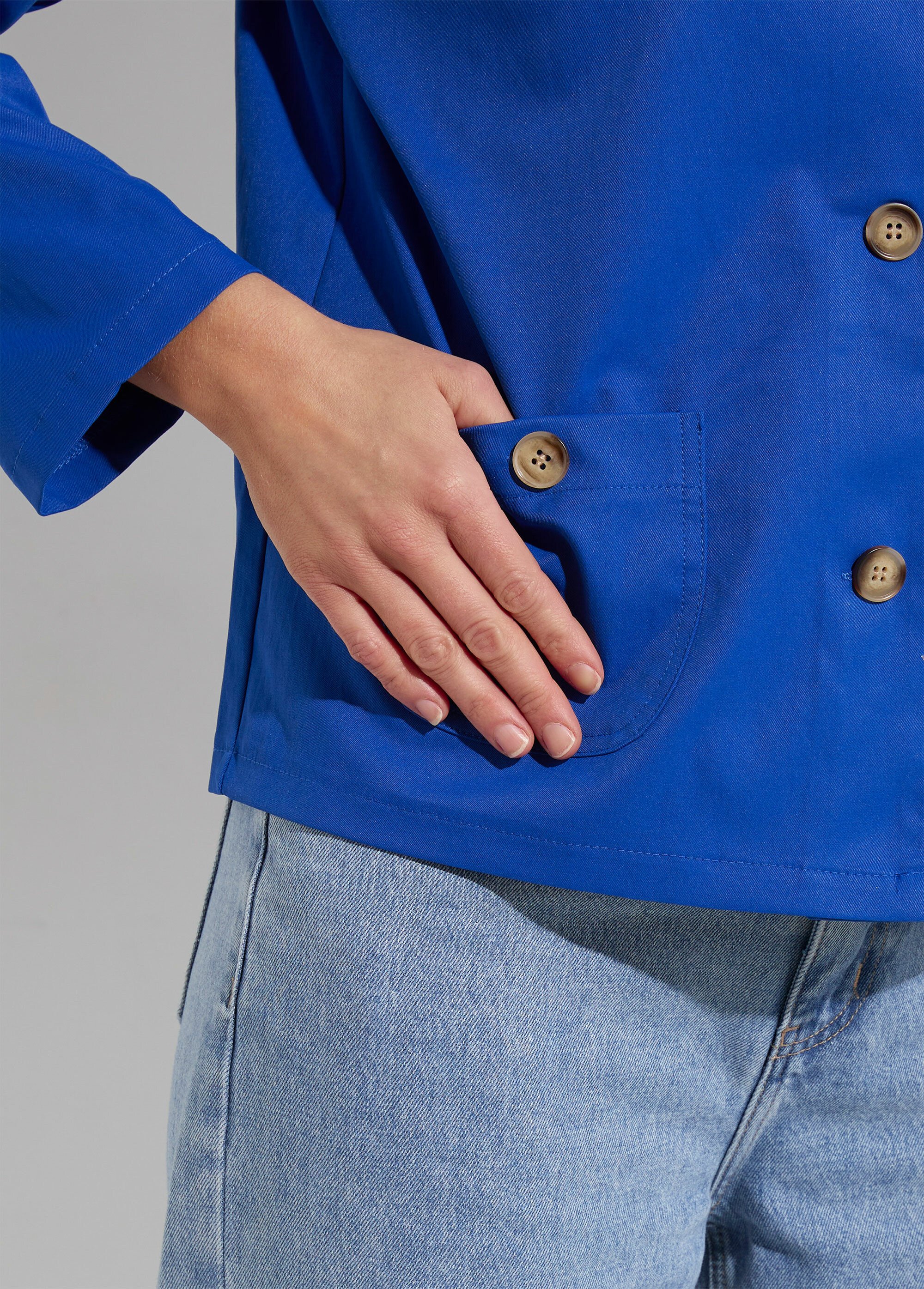 Veste boite en coton, avec col claudine