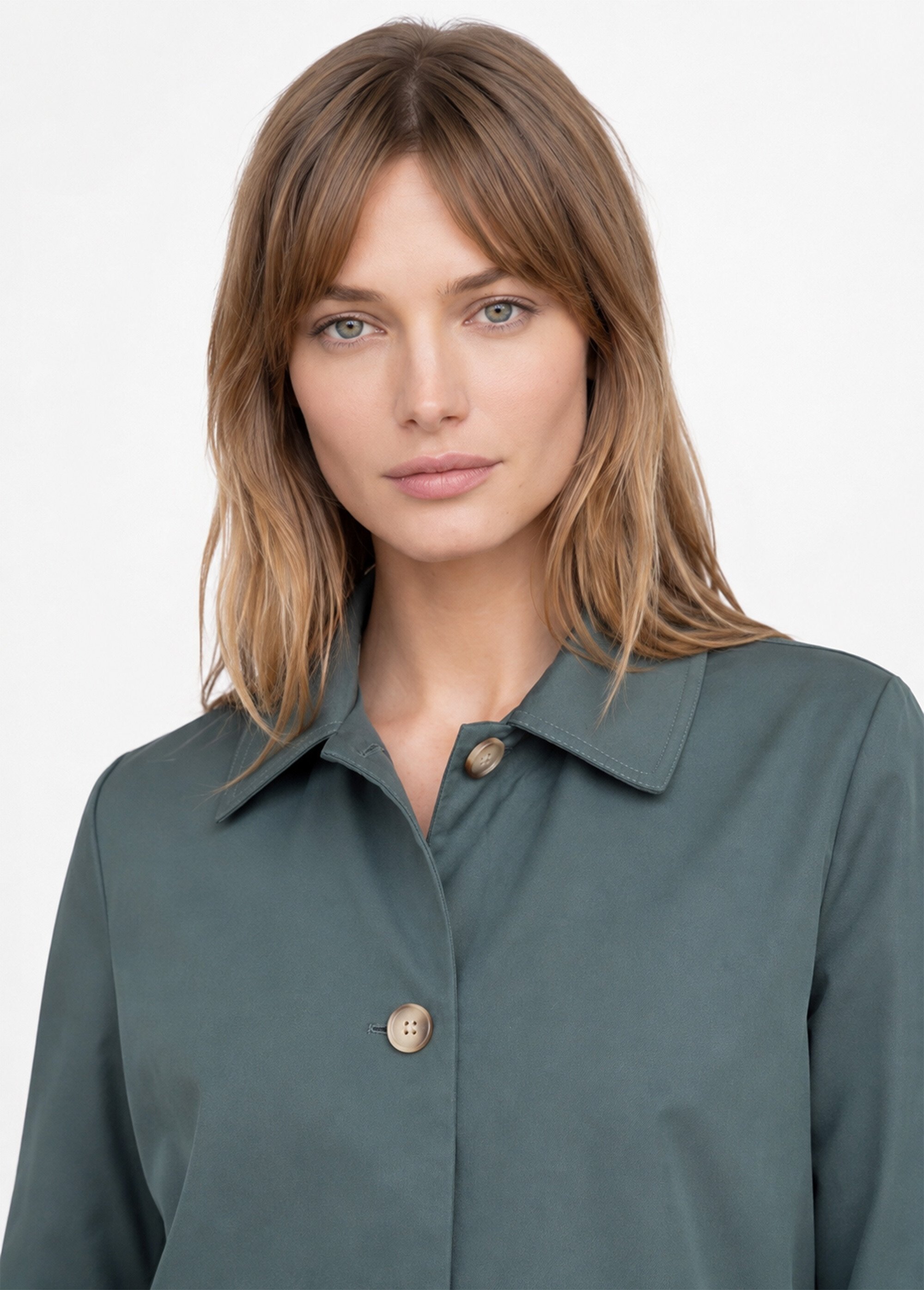 Veste boite en coton, avec col claudine Femme VERT FONCE IA-R6105 DE1