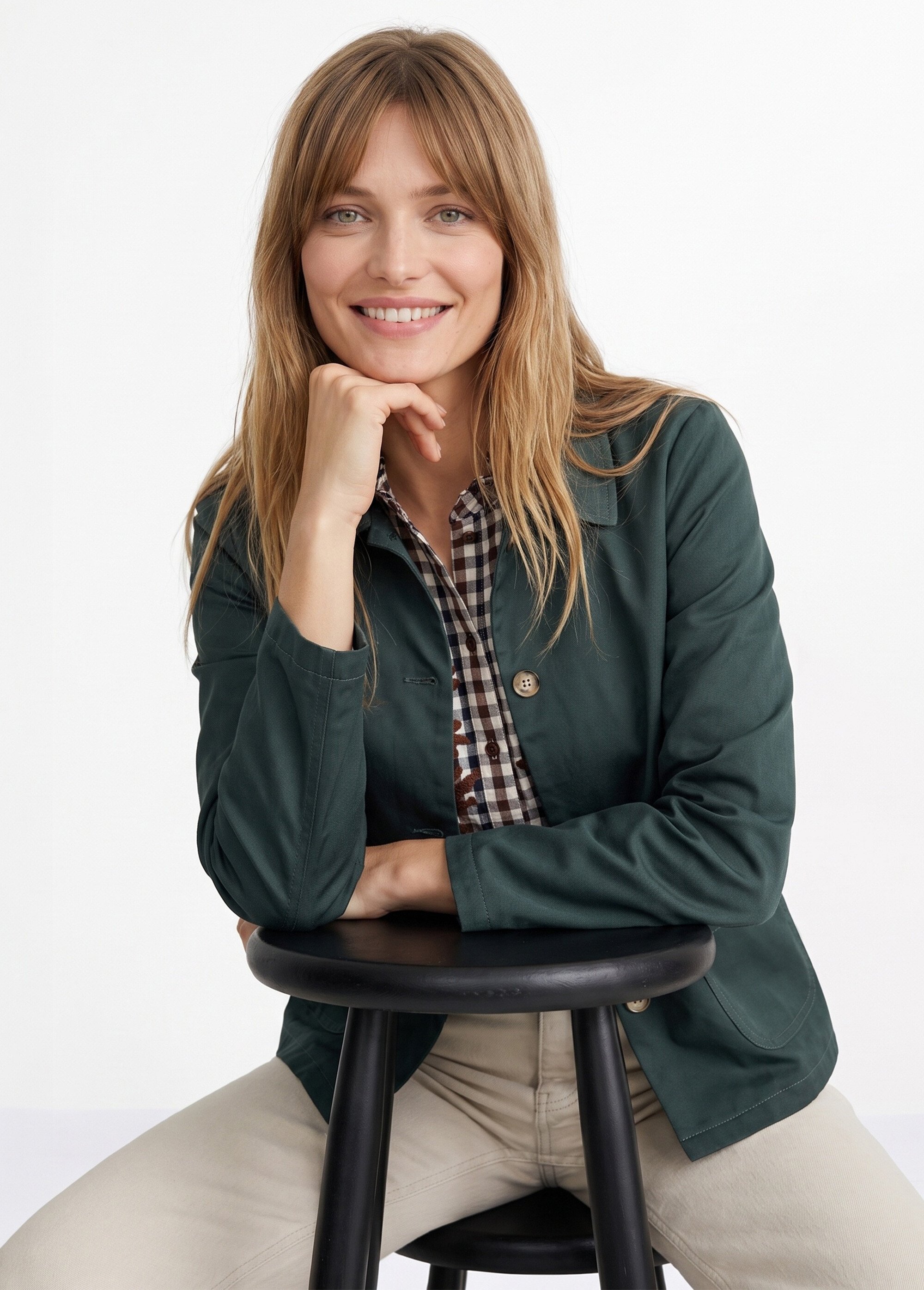 Veste boite en coton, avec col claudine