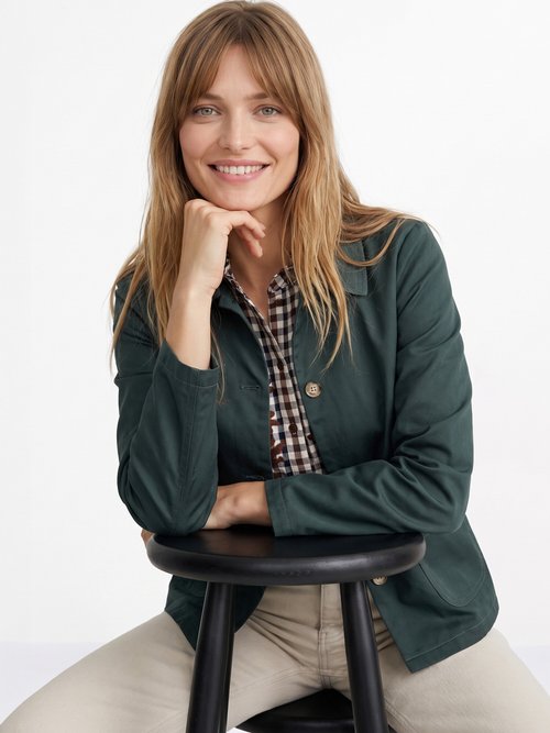 Veste boite en coton, avec col claudine Femme VERT FONCE IA-R6105 MV1