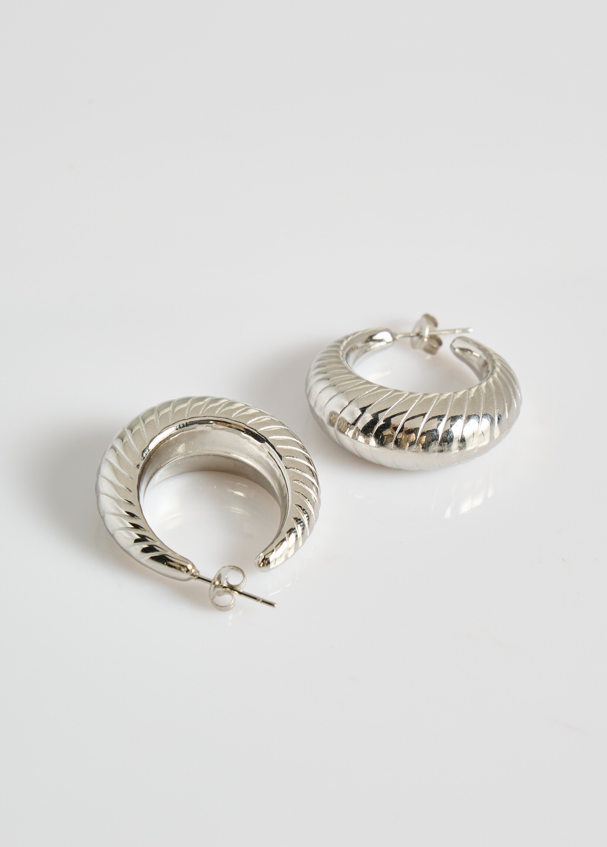 Boucles d'oreilles créoles inox torsades Argenté MILM23KE163 DE1