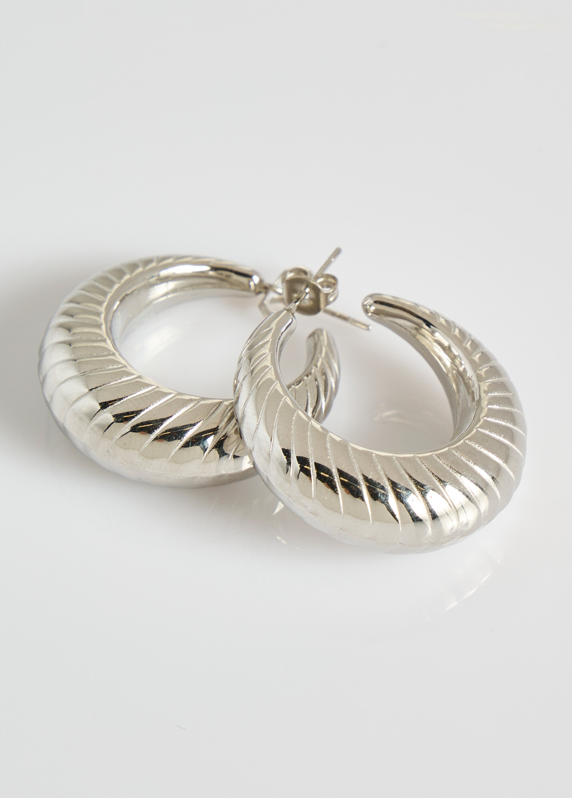 Boucles d'oreilles créoles inox torsades Argenté MILM23KE163 FA1