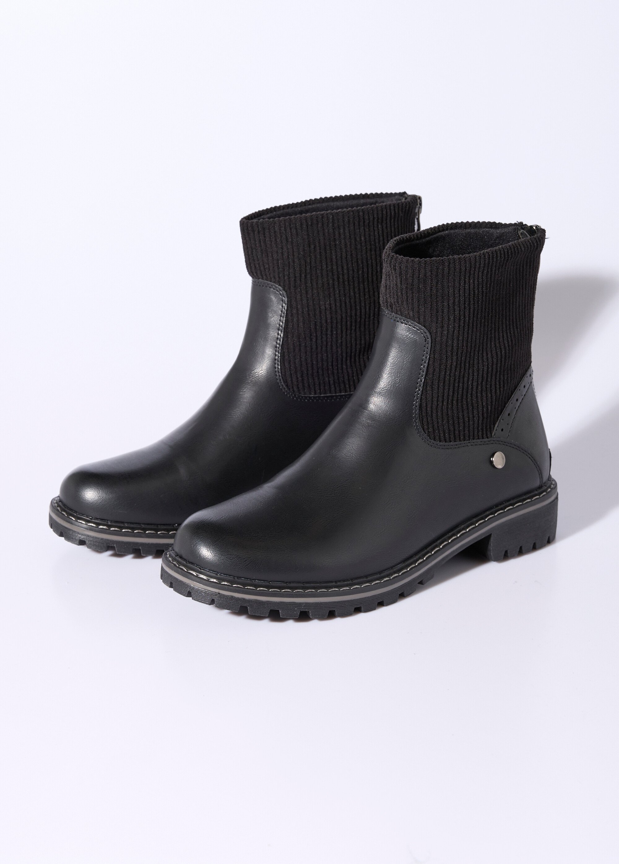 Boots camarguaises empiècement velours Femme Noir JPTDF-5314 DE1