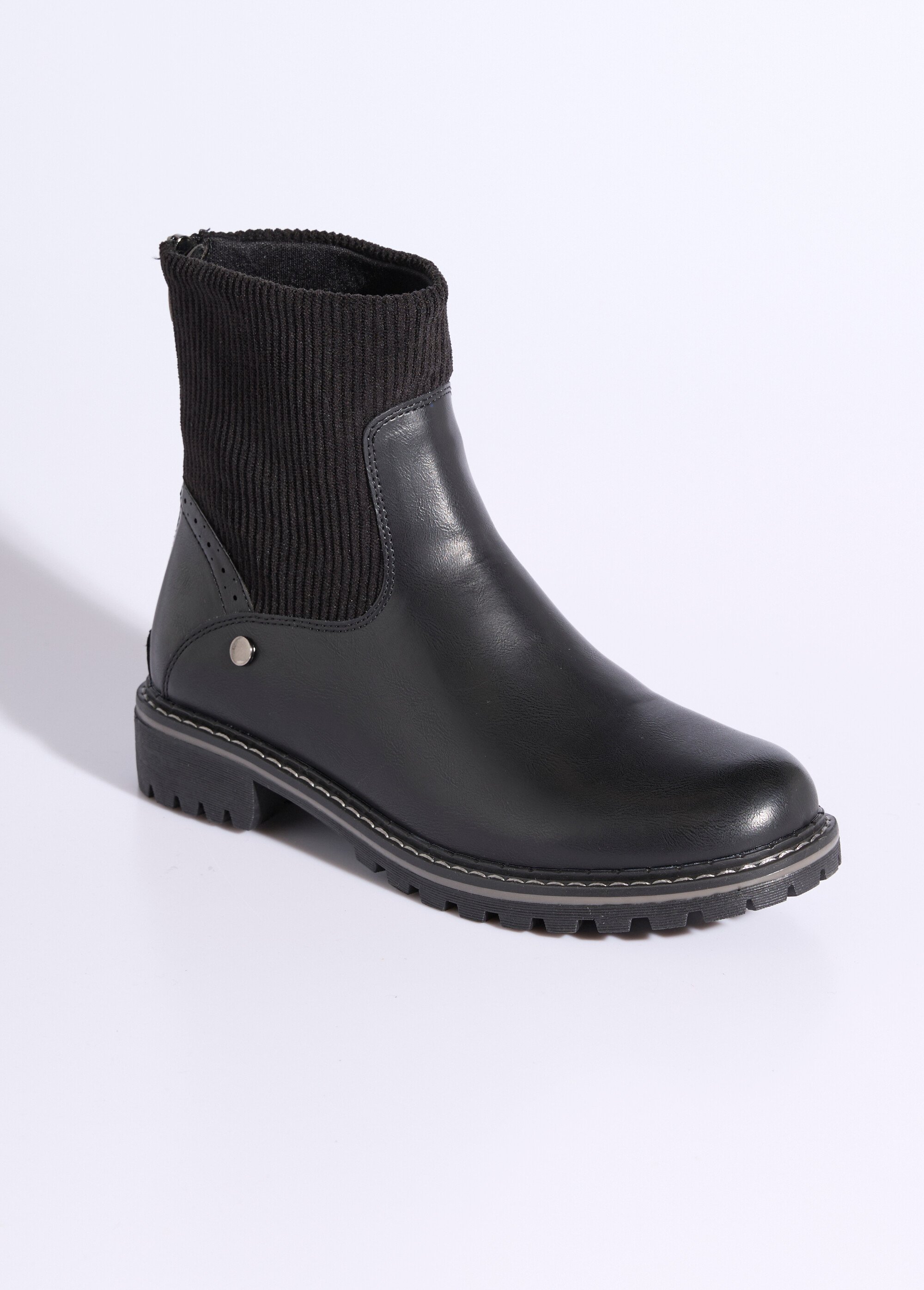 Boots camarguaises empiècement velours Femme Noir JPTDF-5314 FA1