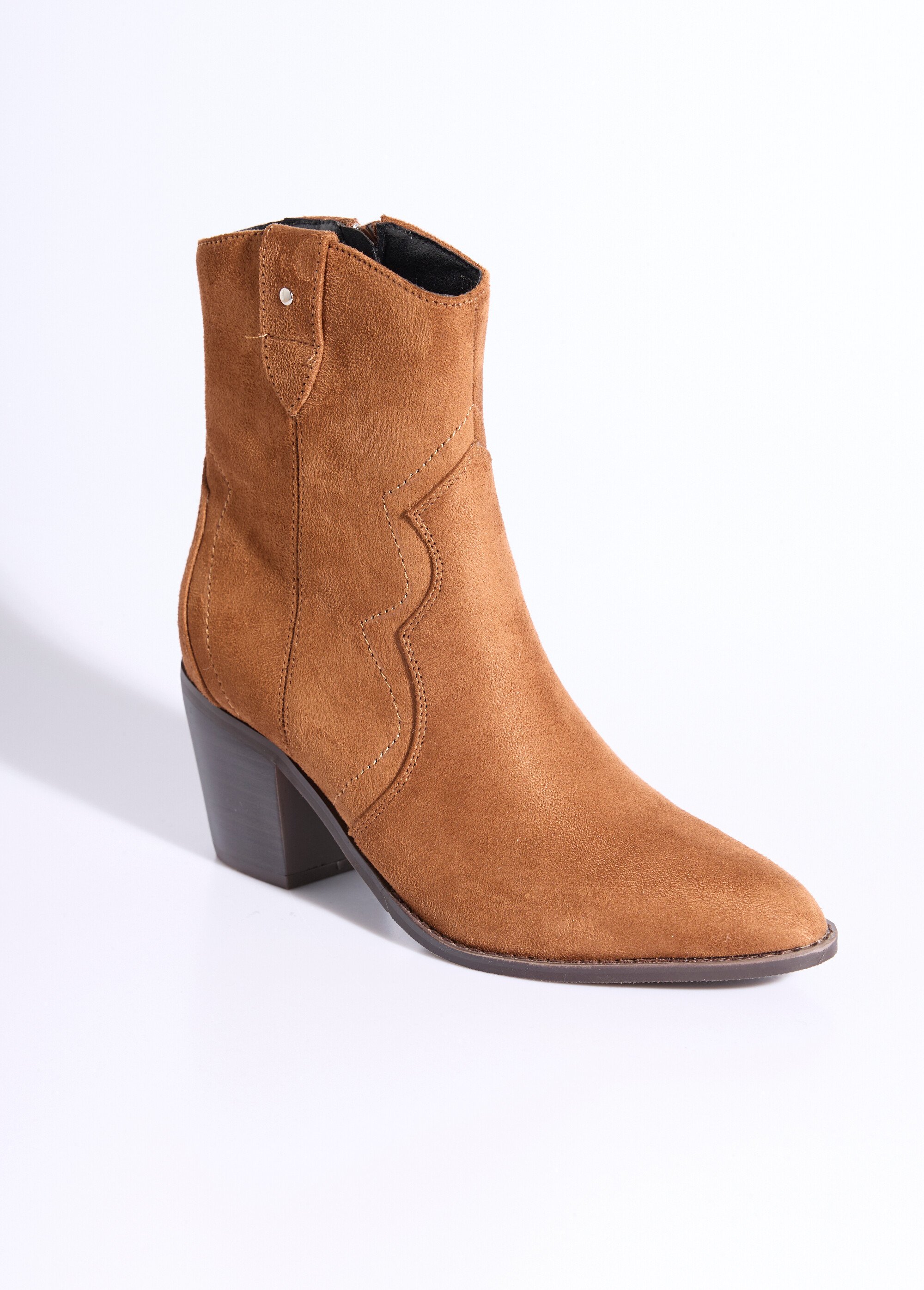 Boots western pointues, talon biseauté