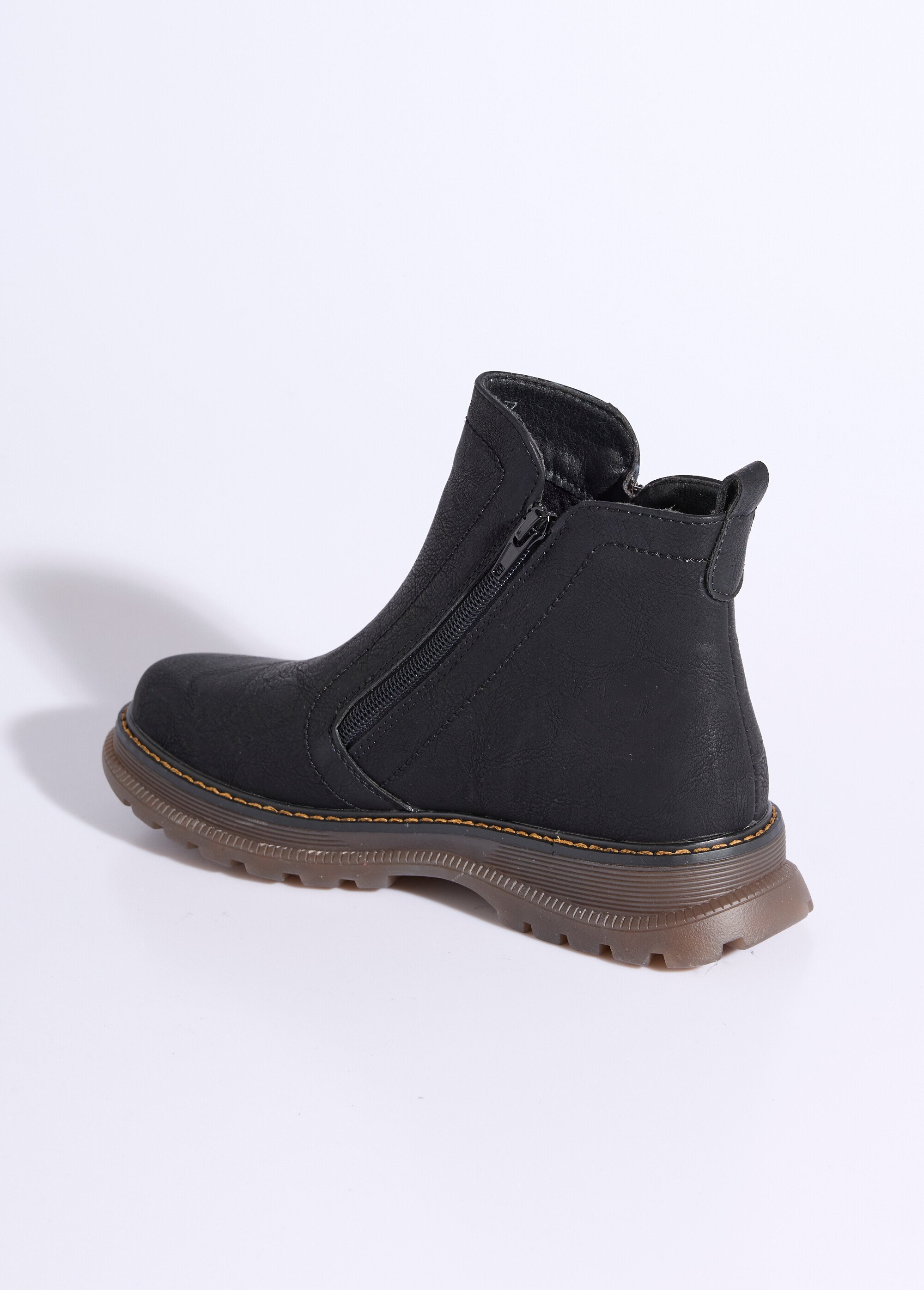 Boots zippées, coutures contrastantes Femme Noir JPTDF-5305 DO1