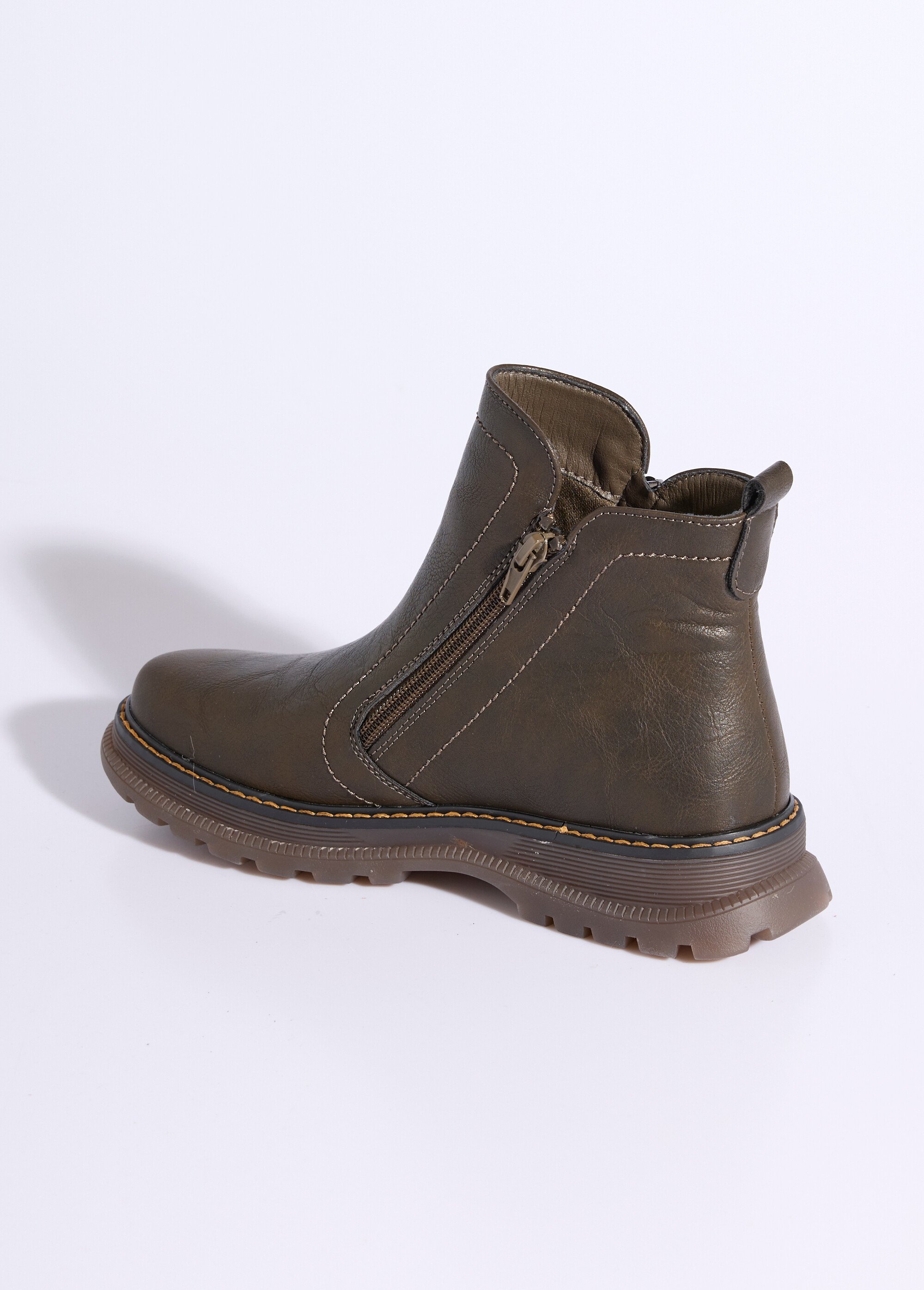 Boots zippées, coutures contrastantes Femme Vert JPTDF-5305 DO1