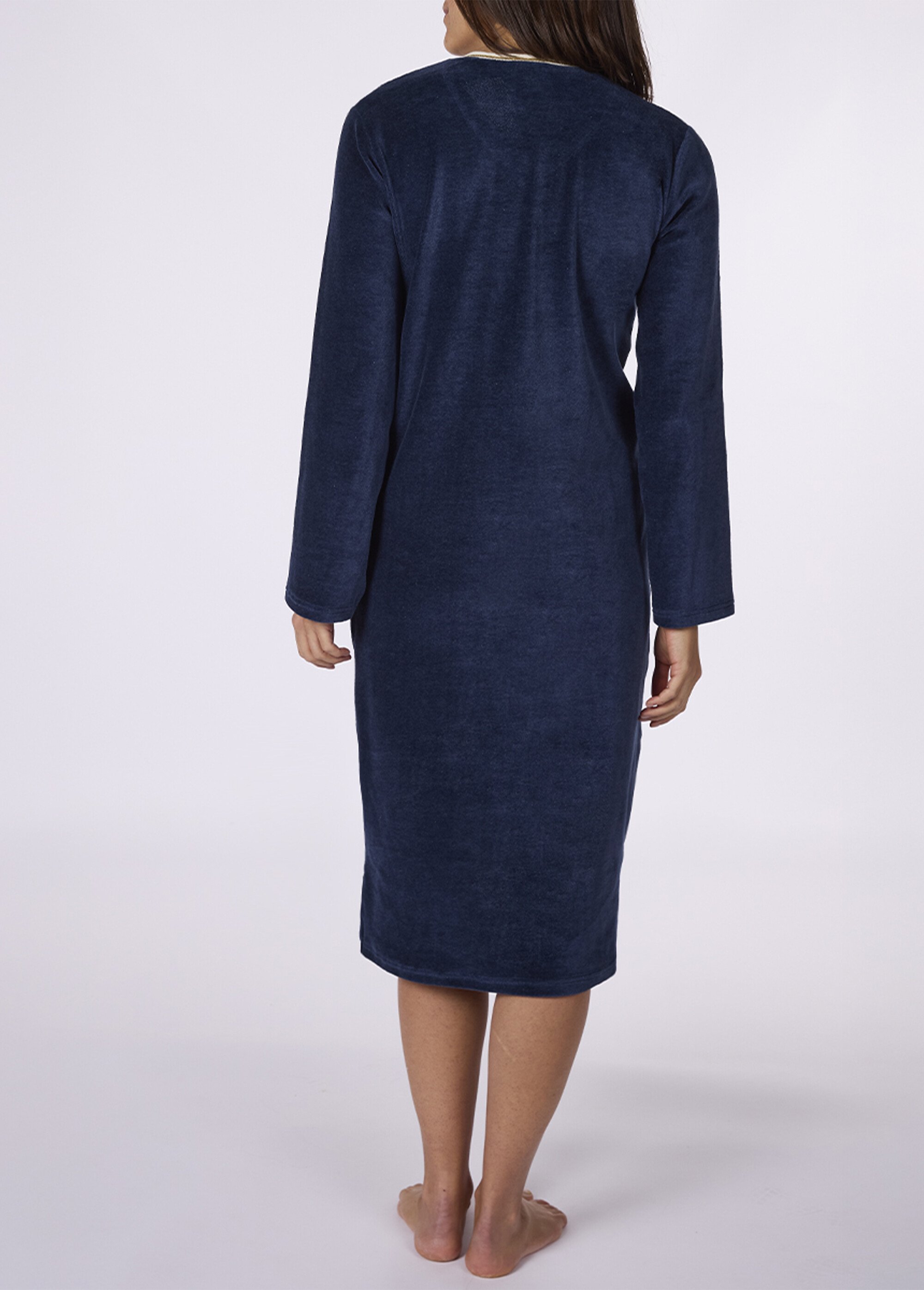 Chemise de nuit longue en velours chaud Femme Bleu CTMBE.EME.LMLGT DO1