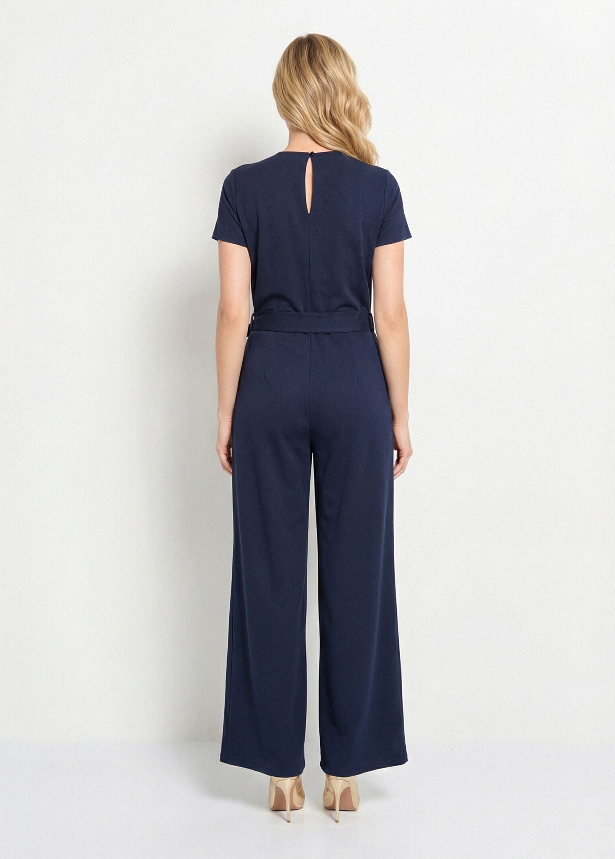 Combinaison ceinture col V détails dorés Femme Bleu EGE-PASSION DO1