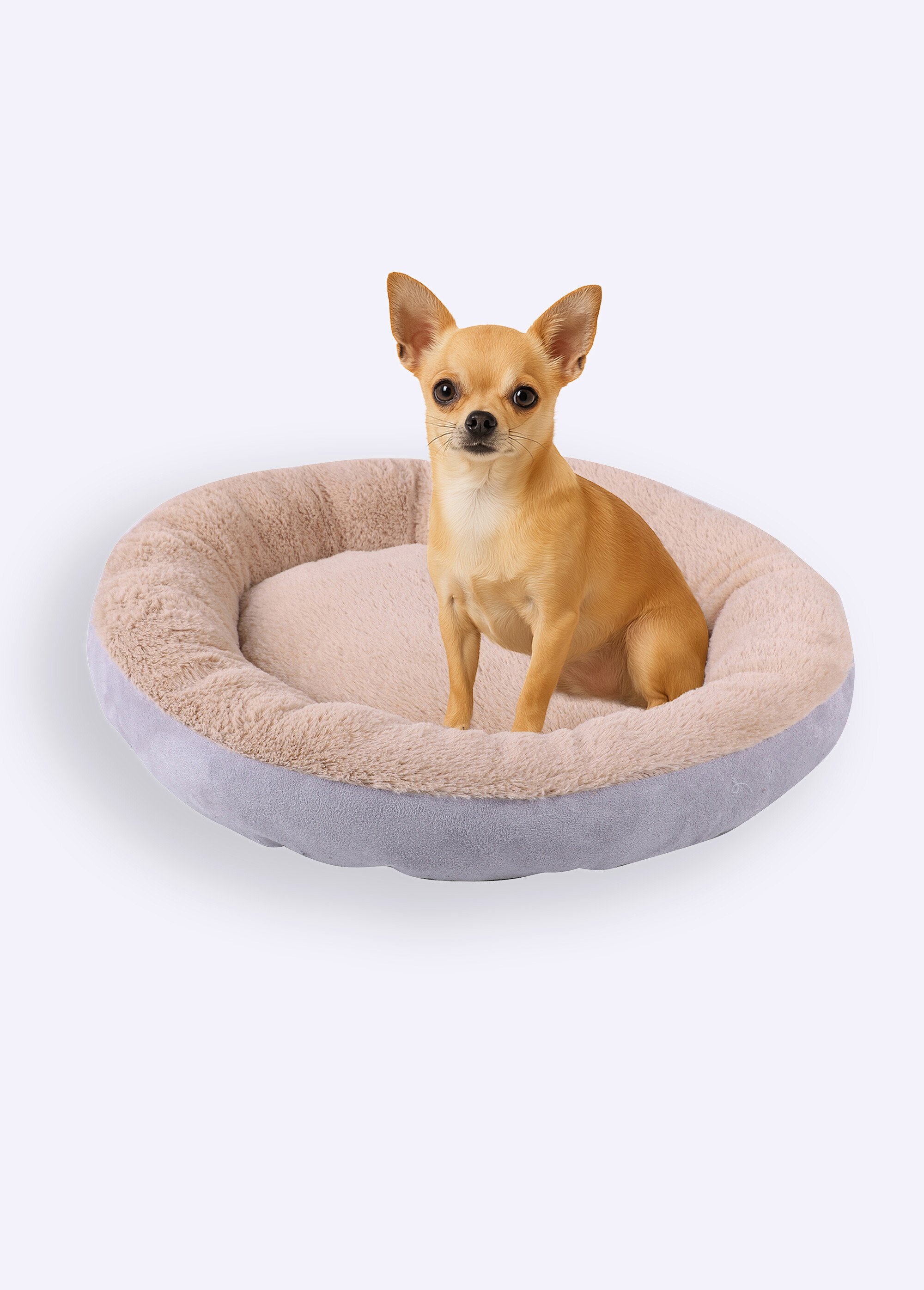 Coussin doux bicolore rond pour animaux