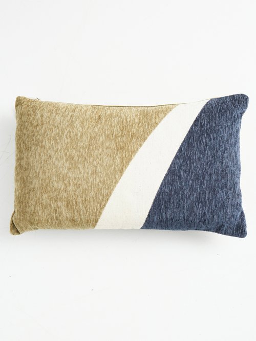 Coussin motif fantaisie aspect jacquard Bleu NOR-20637 FA1