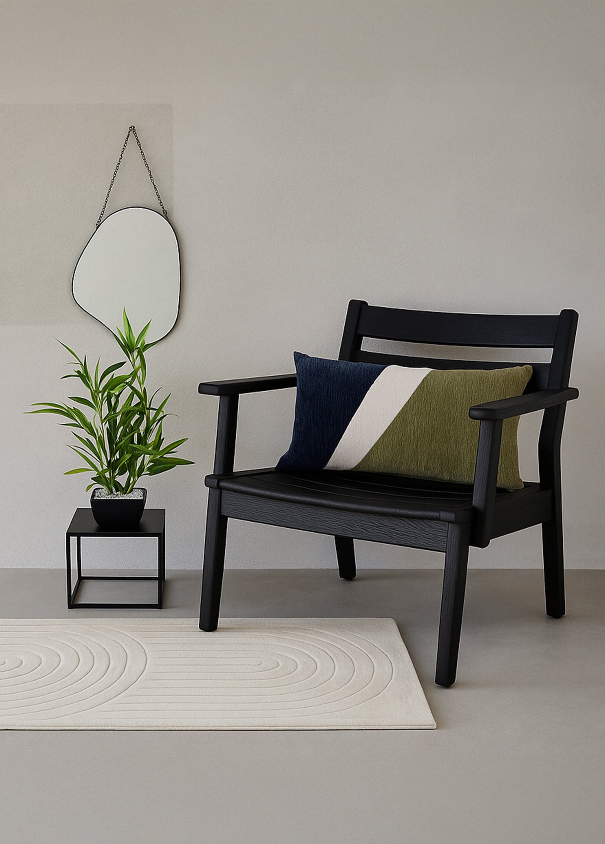 Coussin motif fantaisie aspect jacquard Bleu NOR-20637 SI1