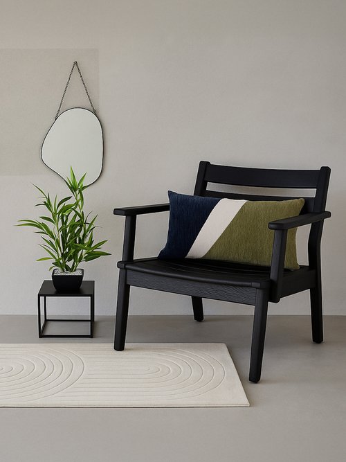 Coussin motif fantaisie aspect jacquard Bleu NOR-20637 SI1