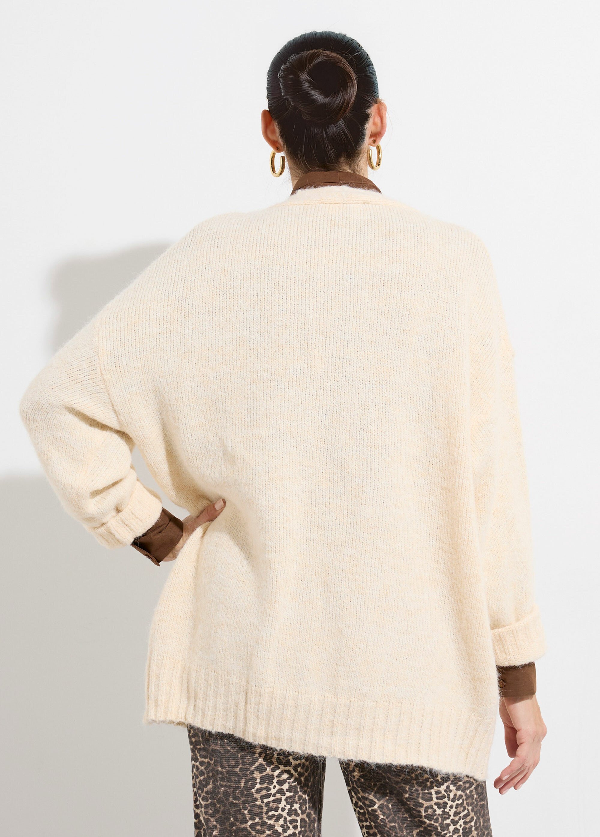 Gilet long chaud avec laine et boutons métal