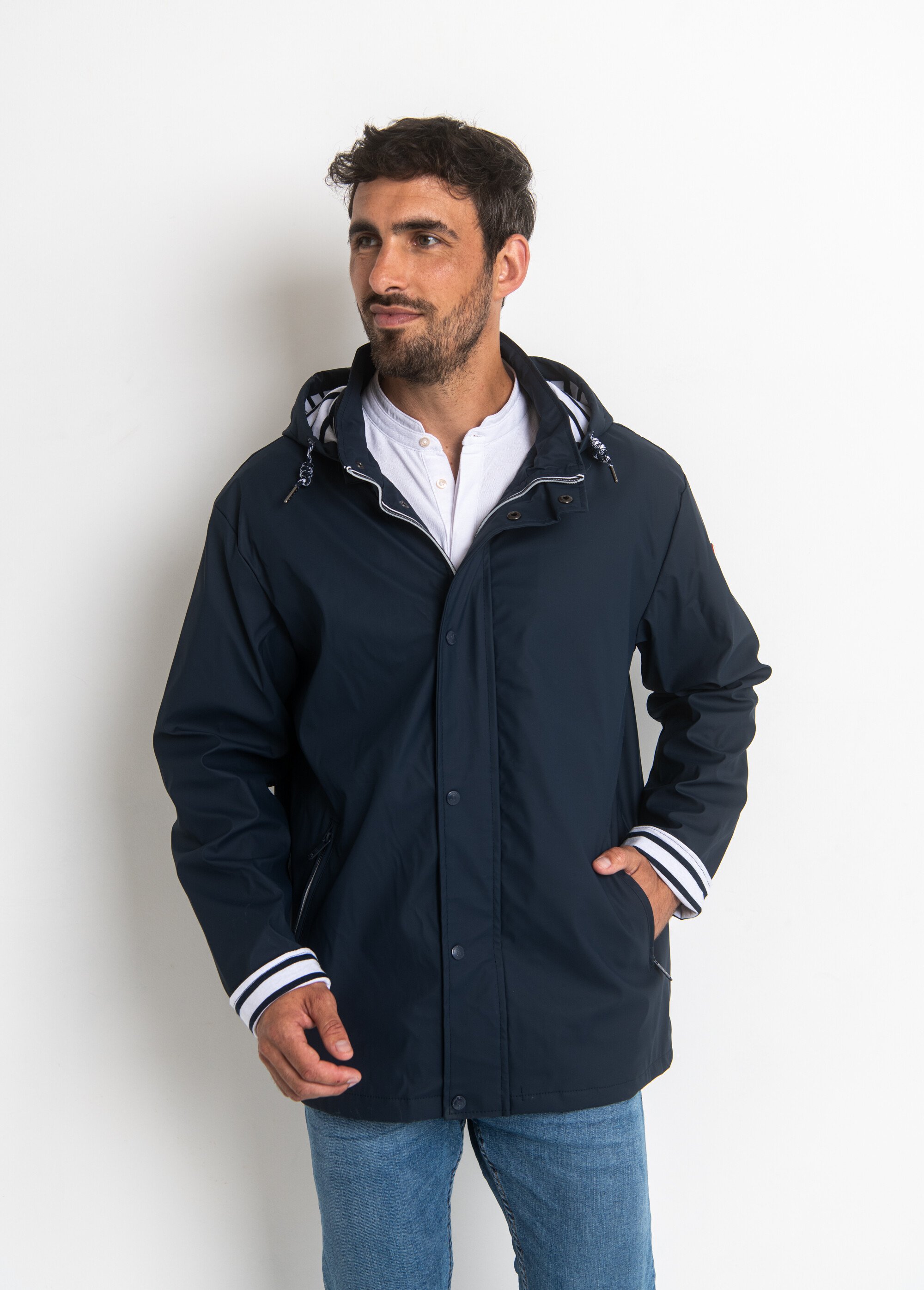 Coupe vent à pressions détails rayés Homme Bleu WINS10/352 FA2