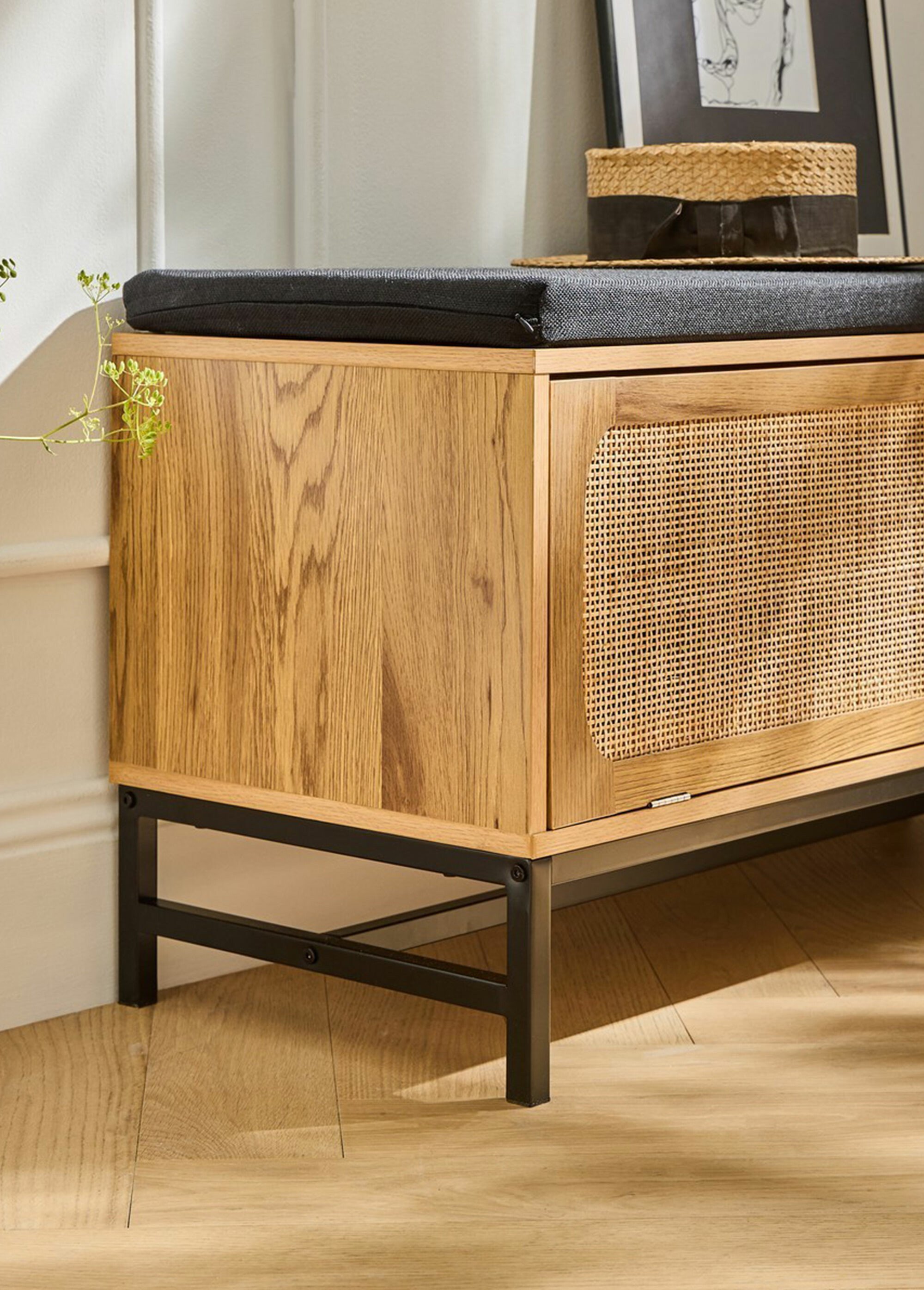 JAYA Banc rotin rangement chaussures BEIGE CAL-12838133 DE2