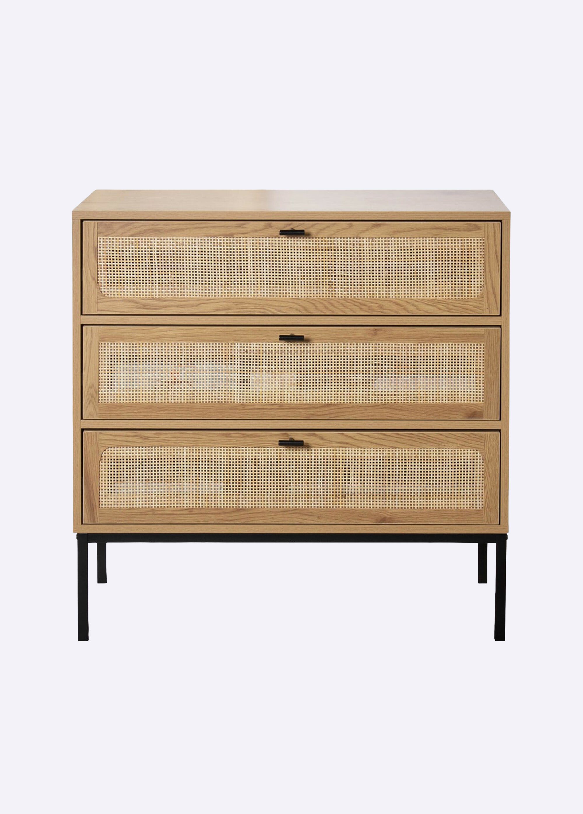 JAYA Commode 3 tiroirs, décor rotin BEIGE CAL-12594133 DE1